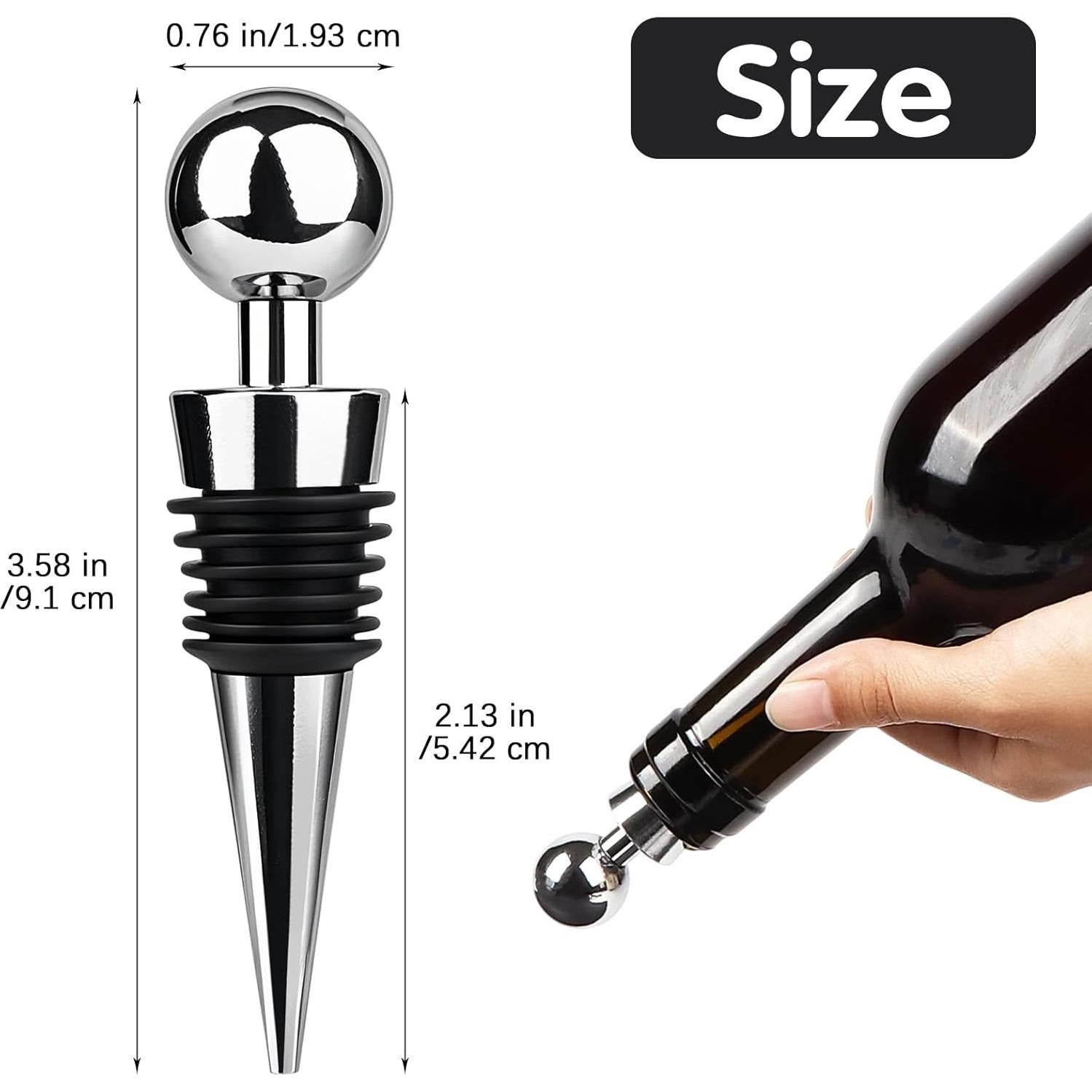 4 Tapones de Vino AUGHOA Acero Inoxidable y Silicona