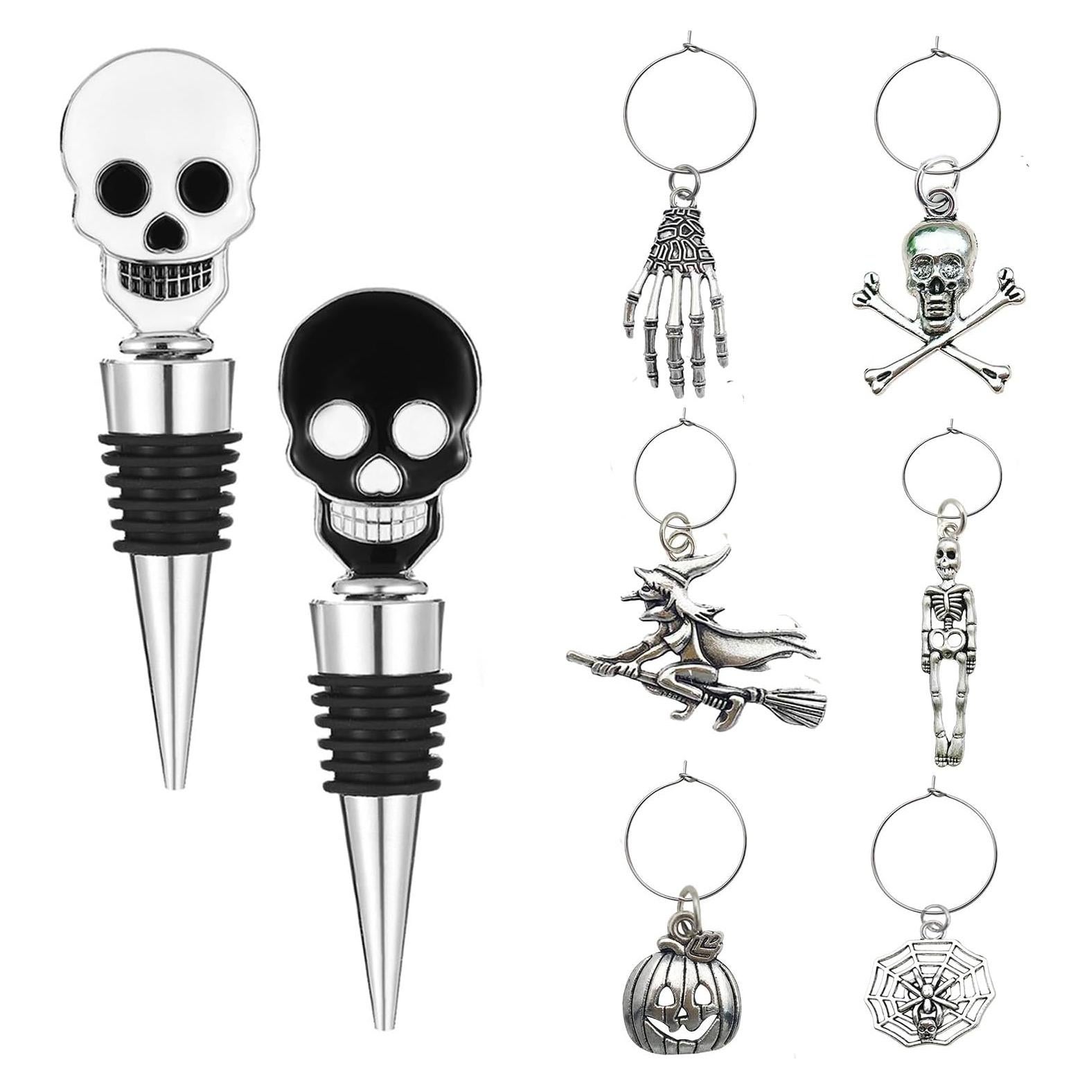 Tapón de Vino Halloween DRPORONYN con Charms 2PCS Calavera