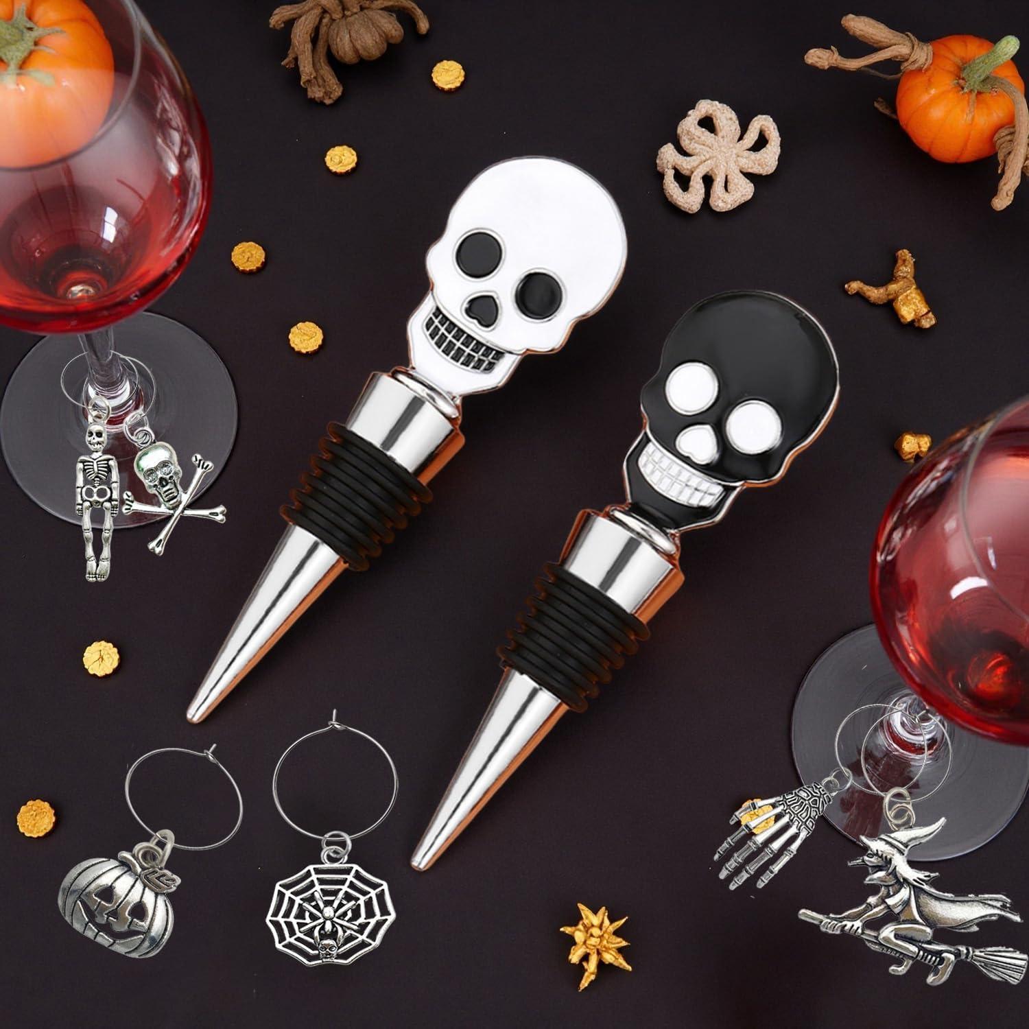 Tapón de Vino Halloween DRPORONYN con Charms 2PCS Calavera