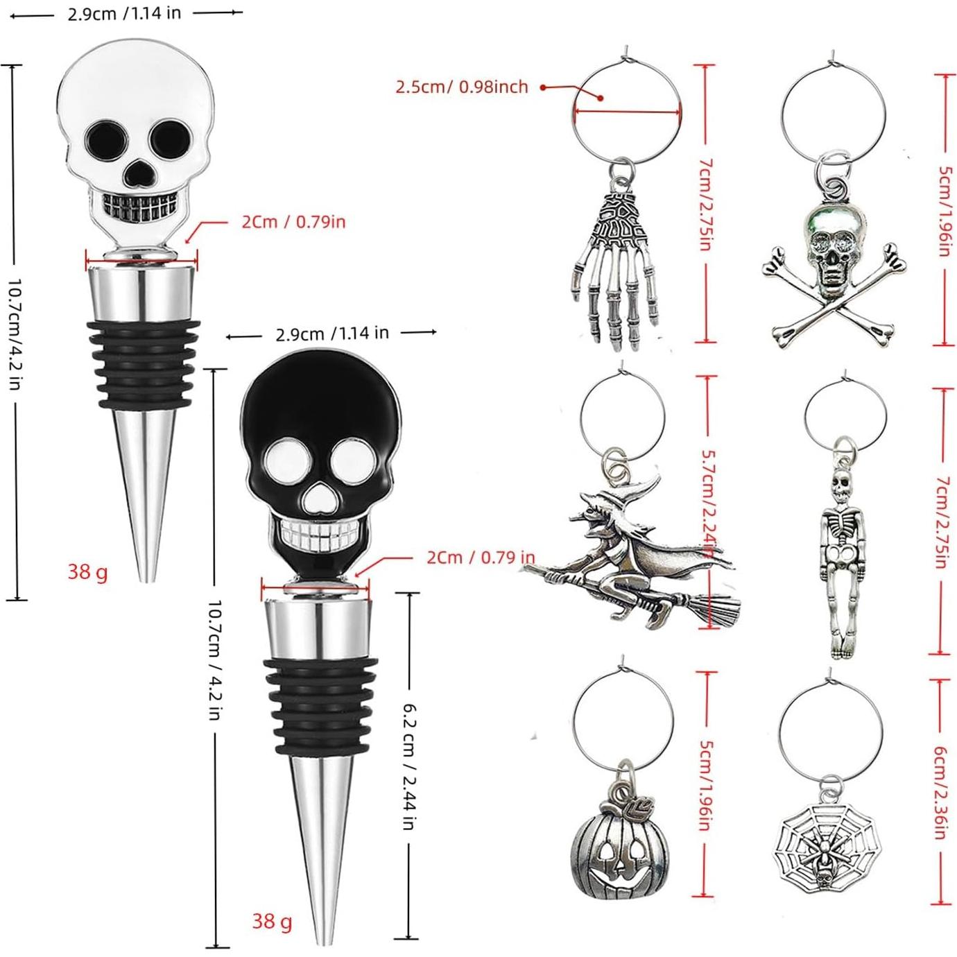 Tapón de Vino Halloween DRPORONYN con Charms 2PCS Calavera
