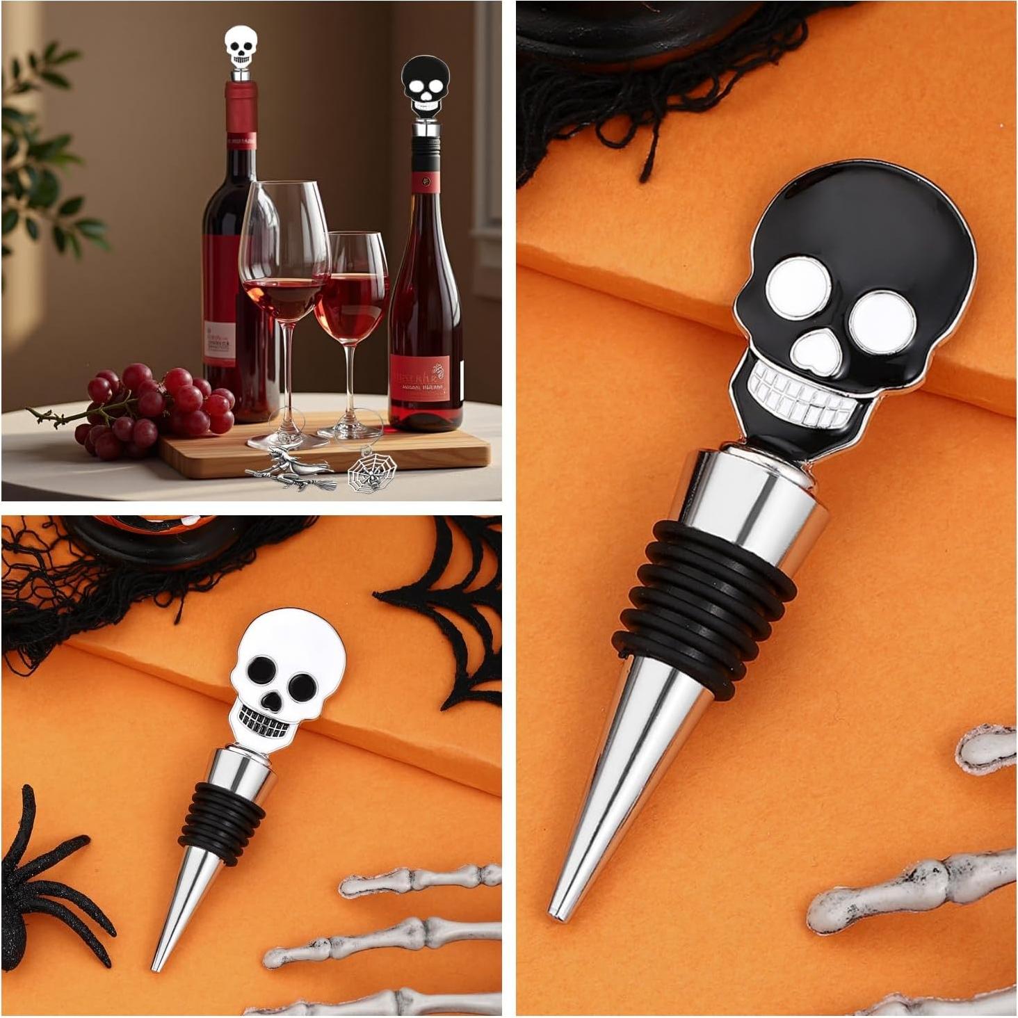 Tapón de Vino Halloween DRPORONYN con Charms 2PCS Calavera