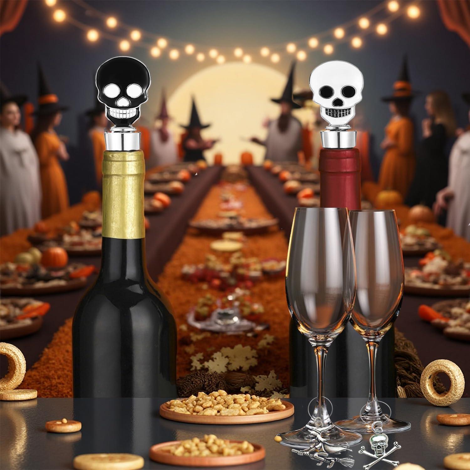 Tapón de Vino Halloween DRPORONYN con Charms 2PCS Calavera