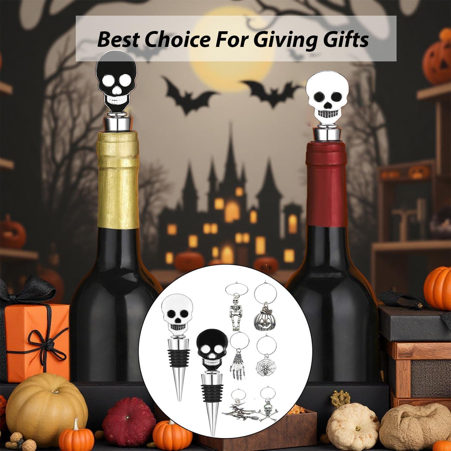 Tapón de Vino Halloween DRPORONYN con Charms 2PCS Calavera