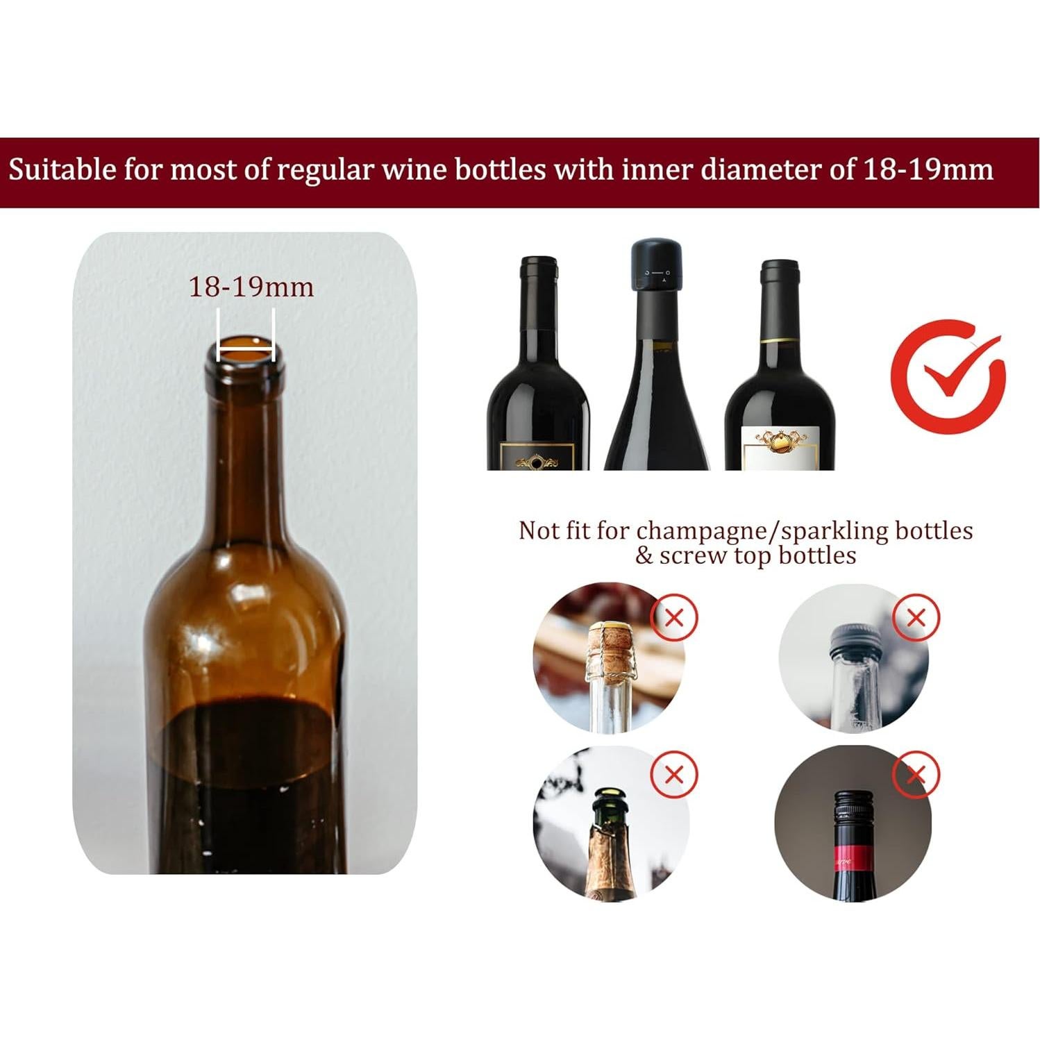 Tapones de Vino Reutilizables YOOHOTOUCH - Juego de 2 Silicona