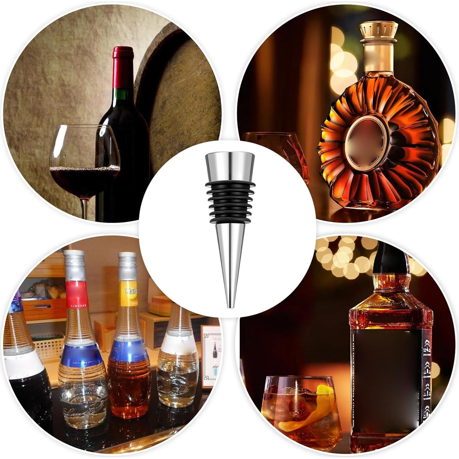 Tapones de Vino Reutilizables Mekueeex - 24 Piezas Plateados