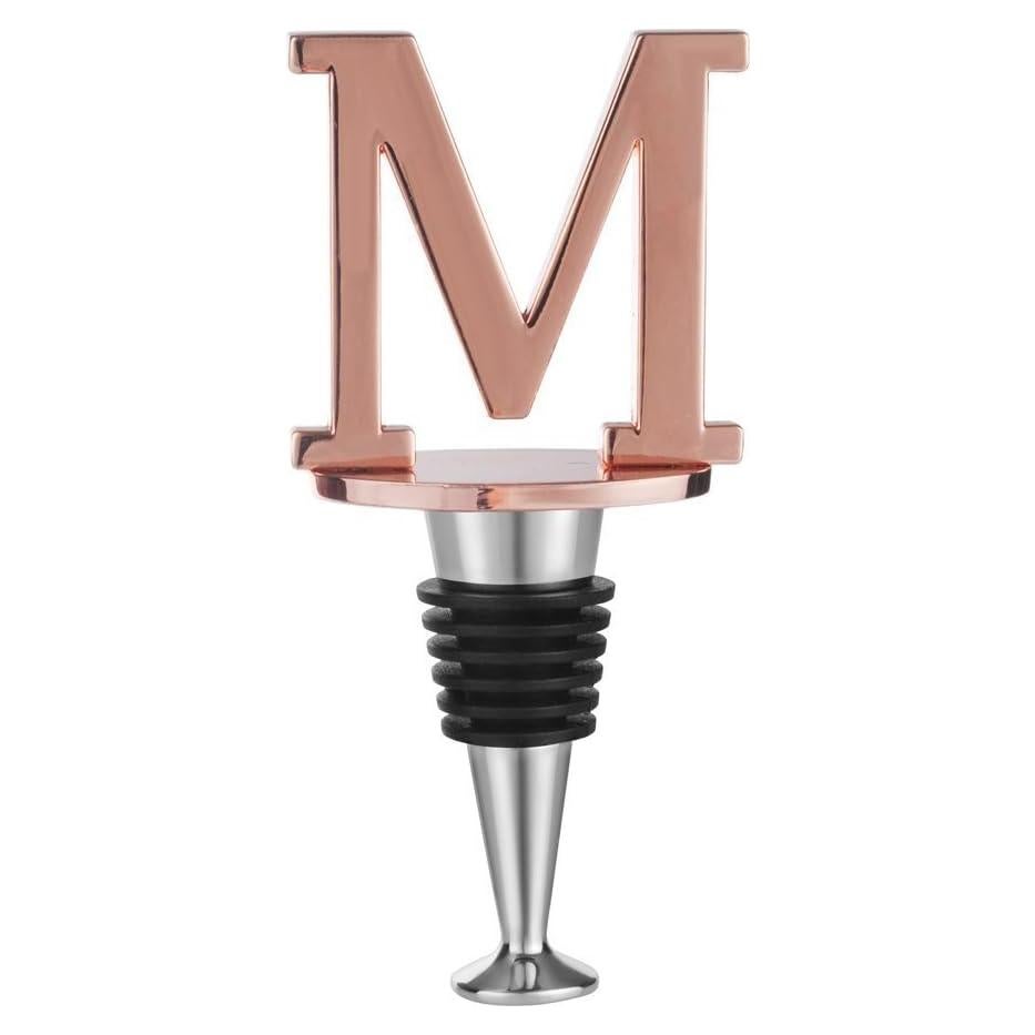 Tapon de Vino Miicol Rosa Oro Personalizado con Inicial M