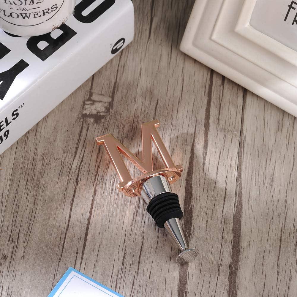 Tapon de Vino Miicol Rosa Oro Personalizado con Inicial M