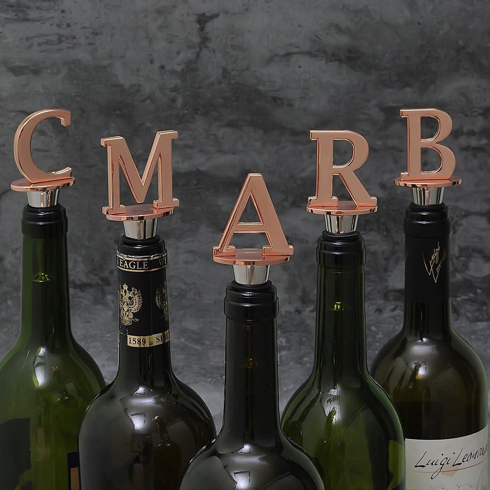 Tapon de Vino Miicol Rosa Oro Personalizado con Inicial M