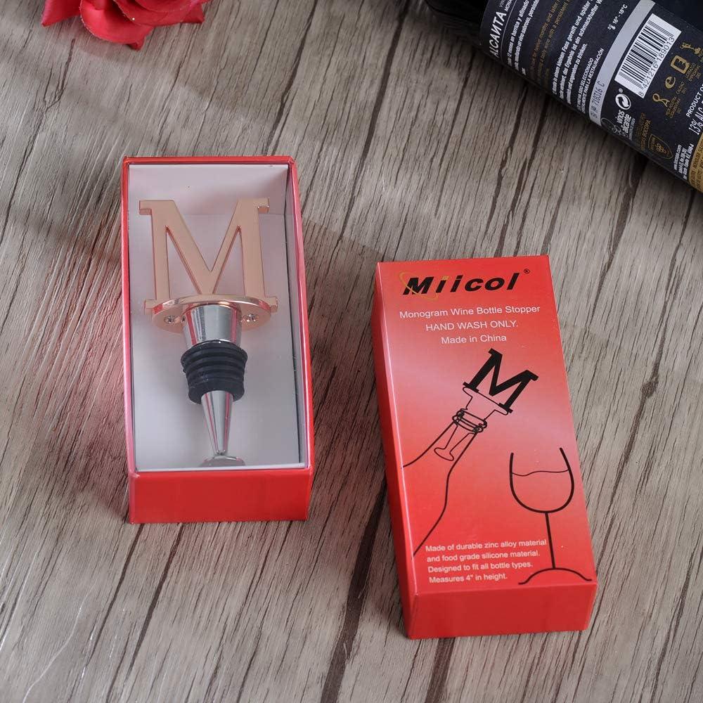 Tapon de Vino Miicol Rosa Oro Personalizado con Inicial M