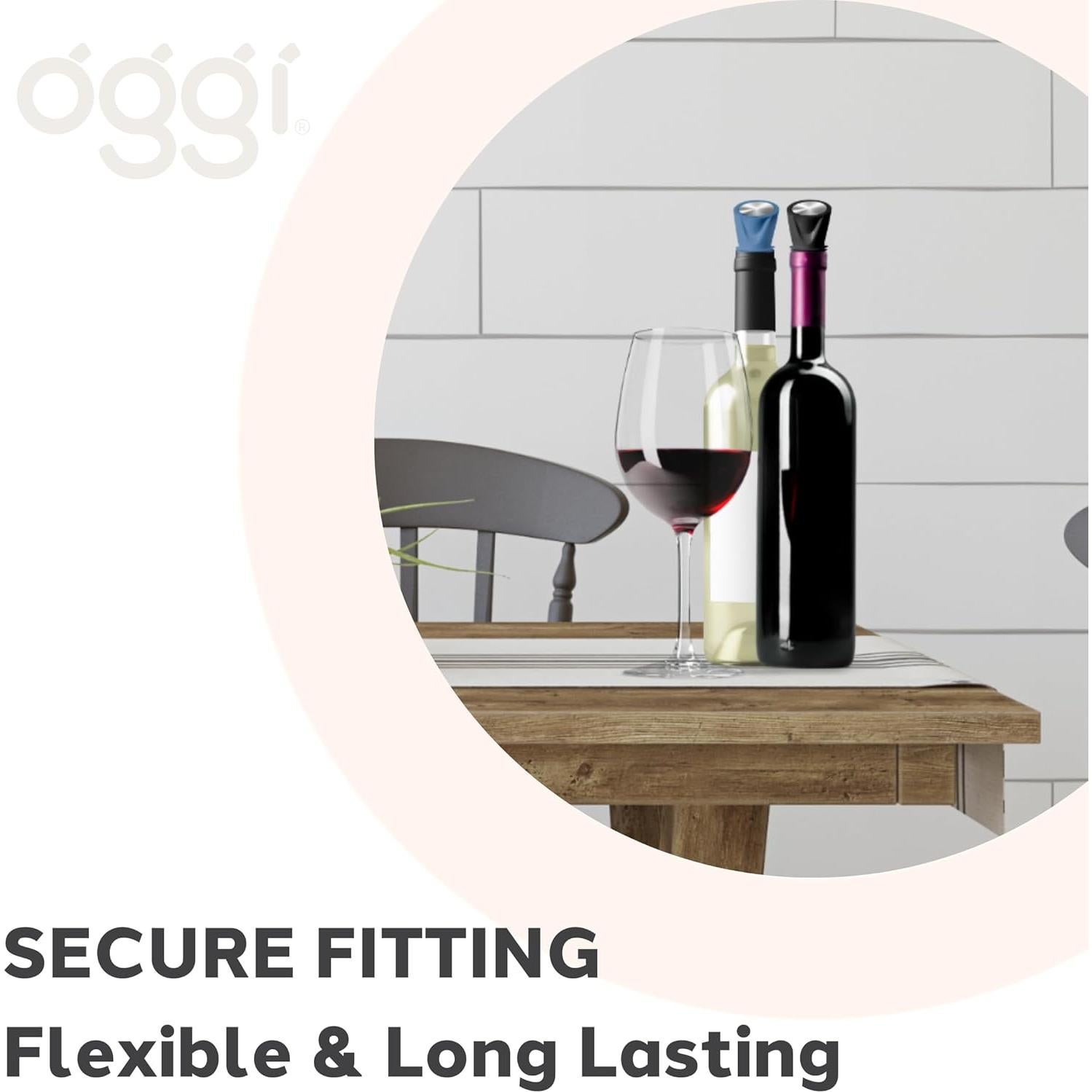 Set de 2 Tapones de Silicona OGGI para Botellas de Vino