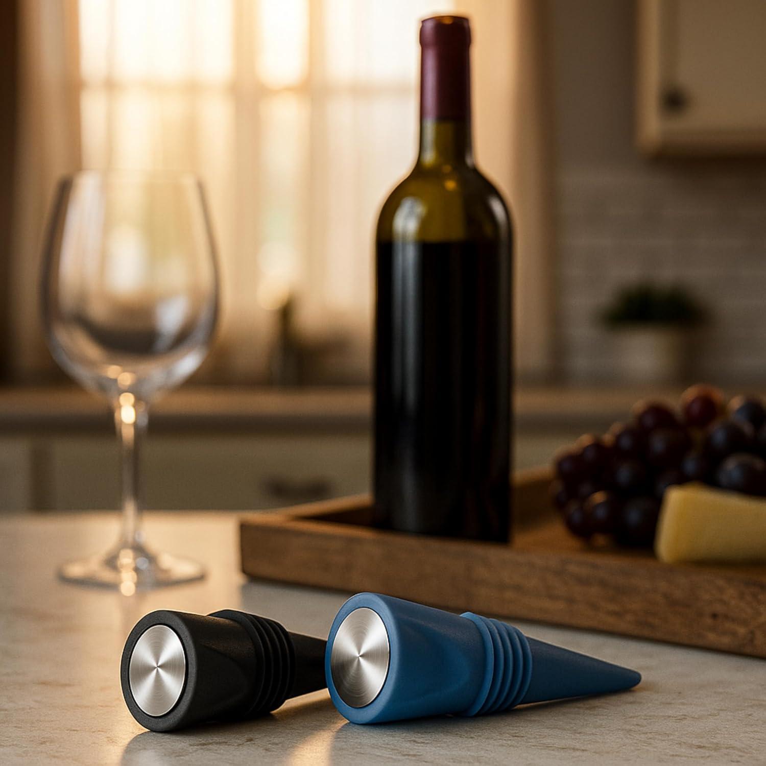 Set de 2 Tapones de Silicona OGGI para Botellas de Vino