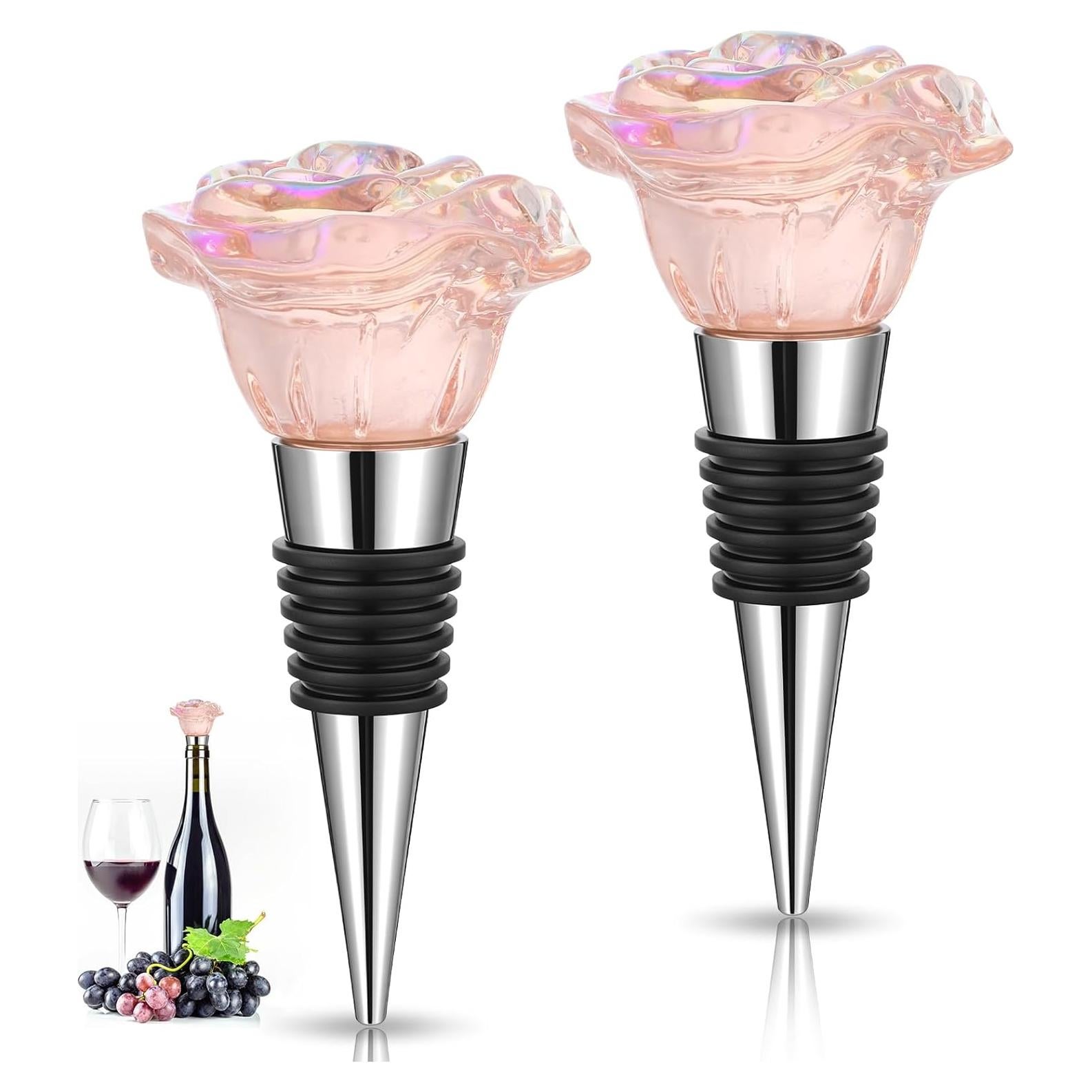 2 Tapones de Vino Rosado CIATBYYJ Reutilizables 16x11.5 cm