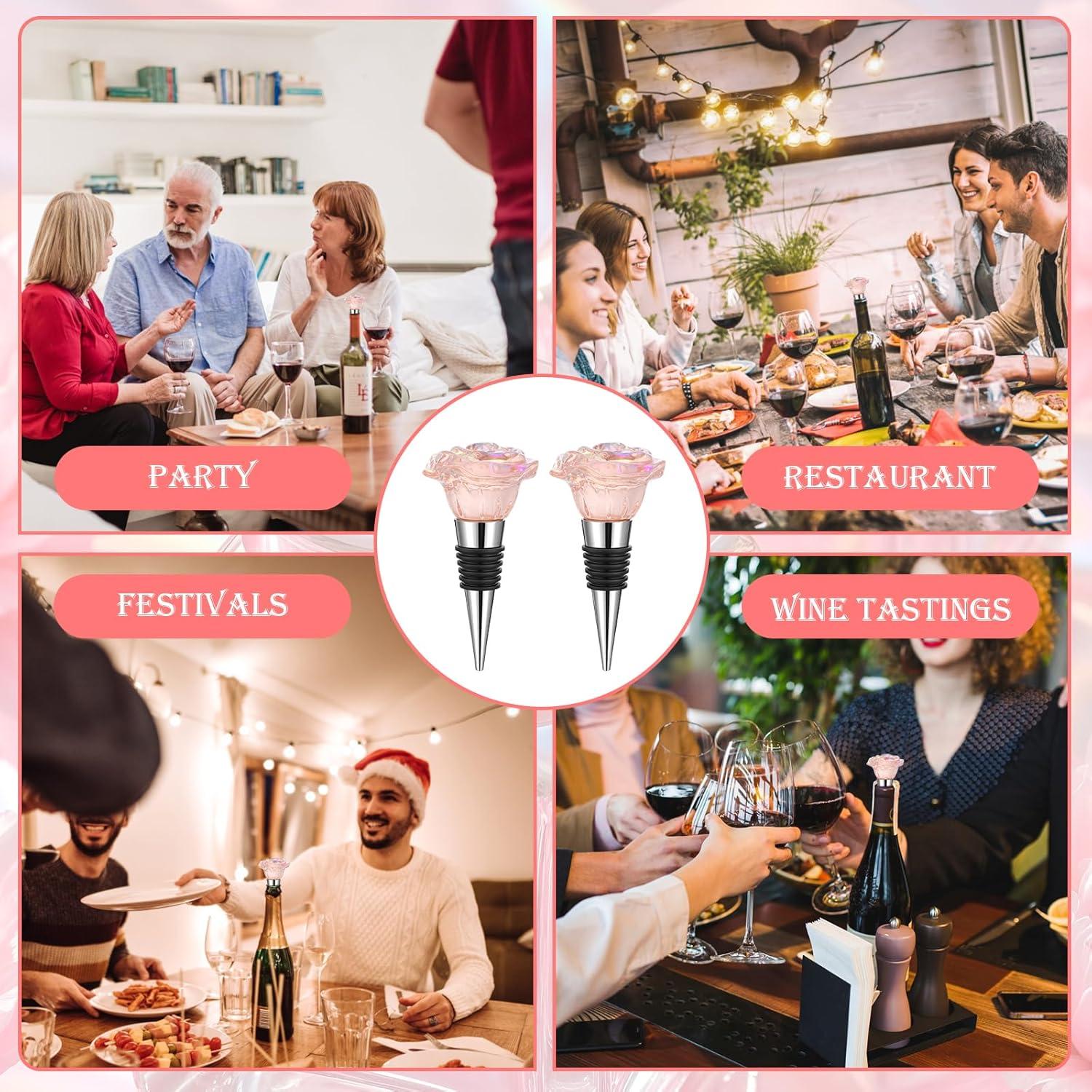 2 Tapones de Vino Rosado CIATBYYJ Reutilizables 16x11.5 cm