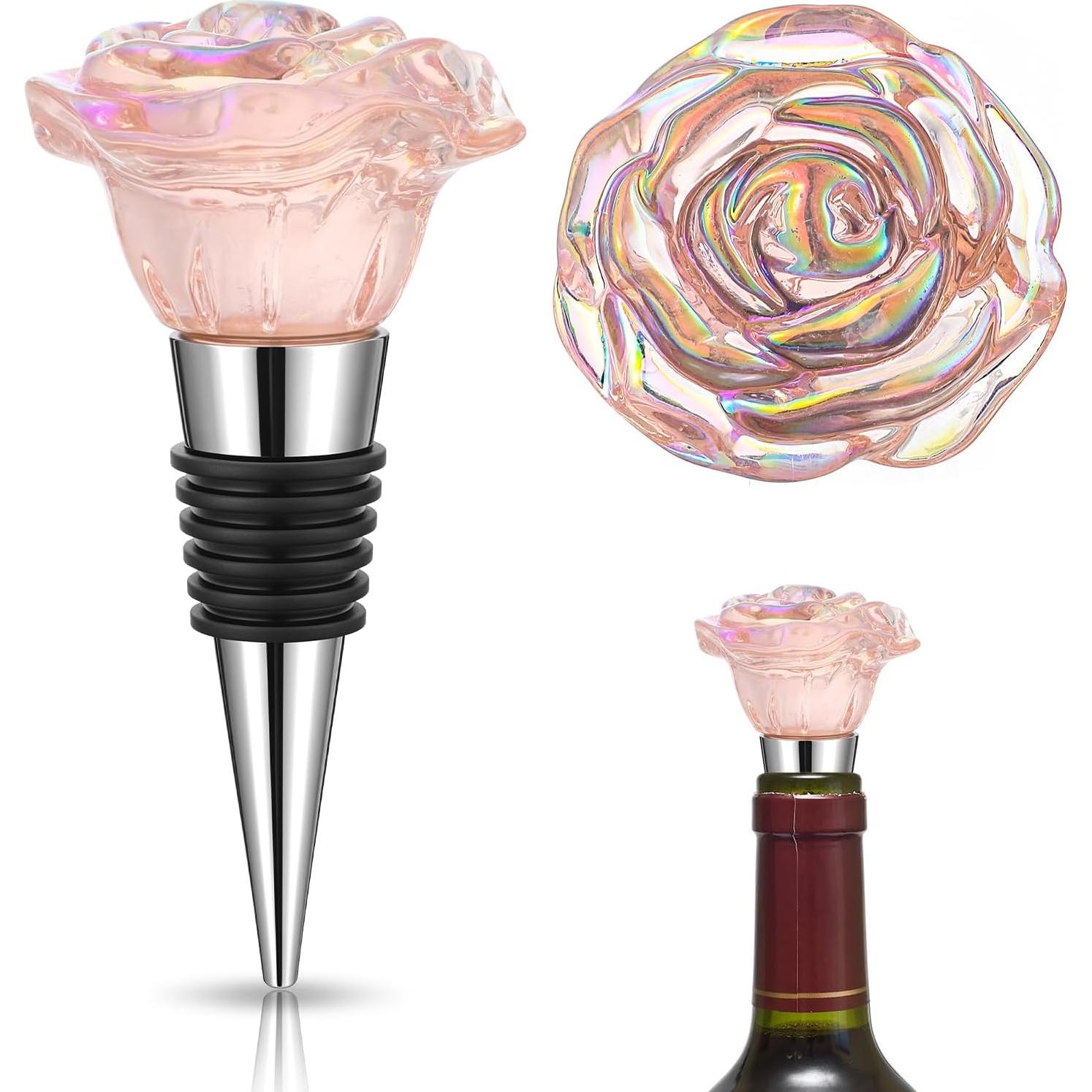 2 Tapones de Vino Rosado CIATBYYJ Reutilizables 16x11.5 cm