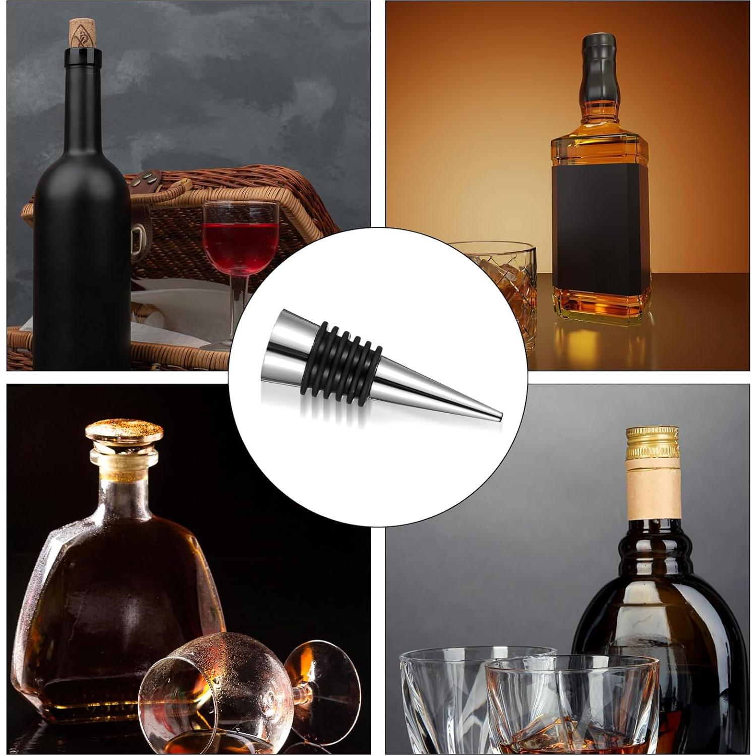 50 Tapones de Vino Reutilizables WLLHYF de Silicona Plata