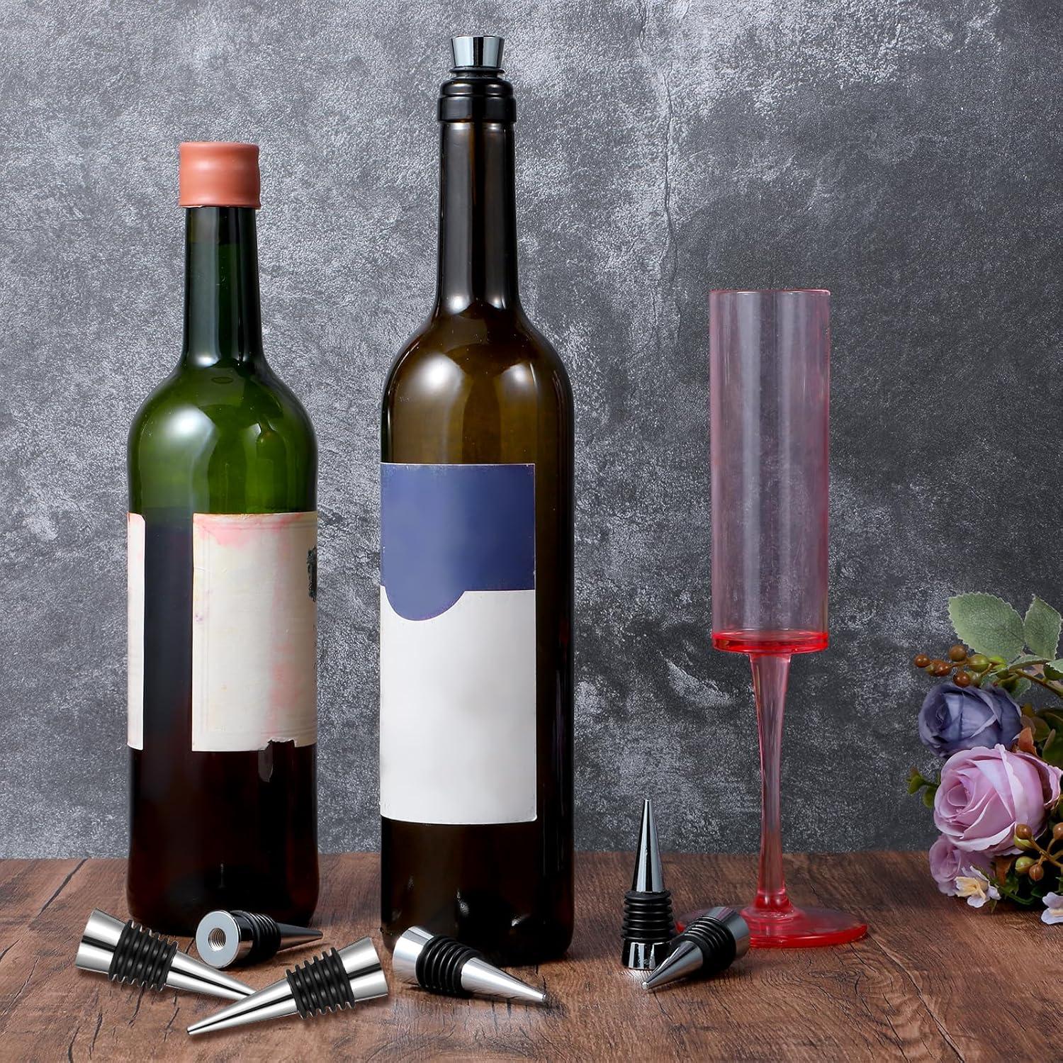 50 Tapones de Vino Reutilizables WLLHYF de Silicona Plata