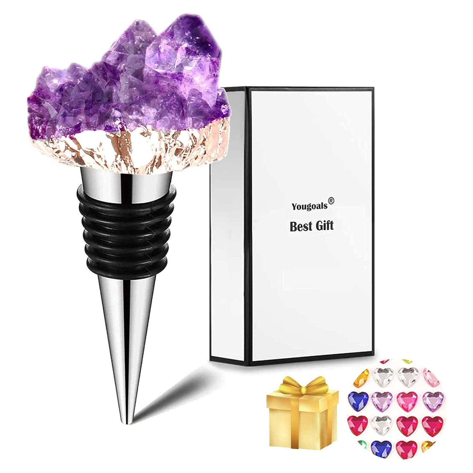 Tapón de Vino de Cristal Natural Yougoals Geoda Amatista