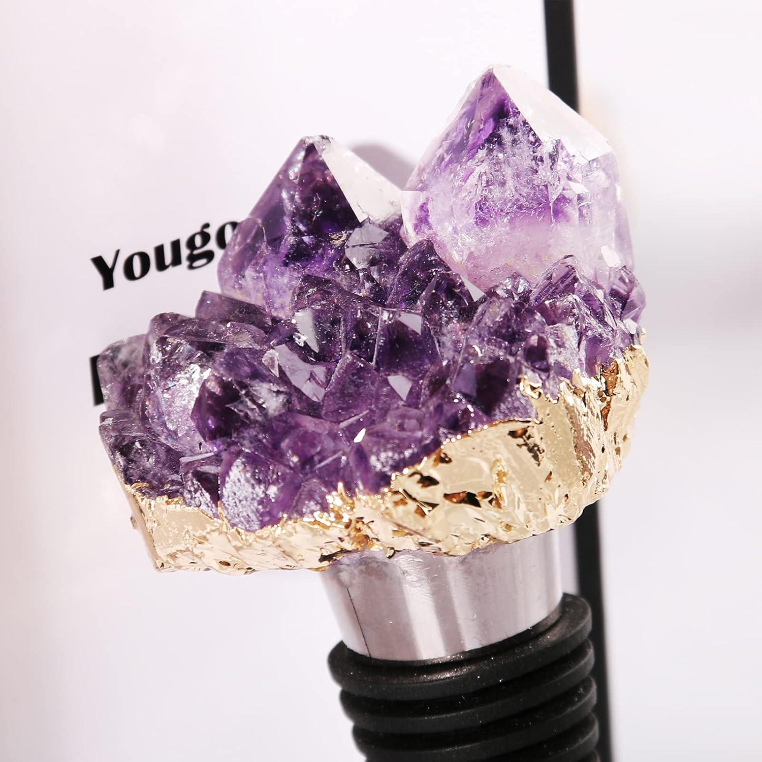 Tapón de Vino de Cristal Natural Yougoals Geoda Amatista