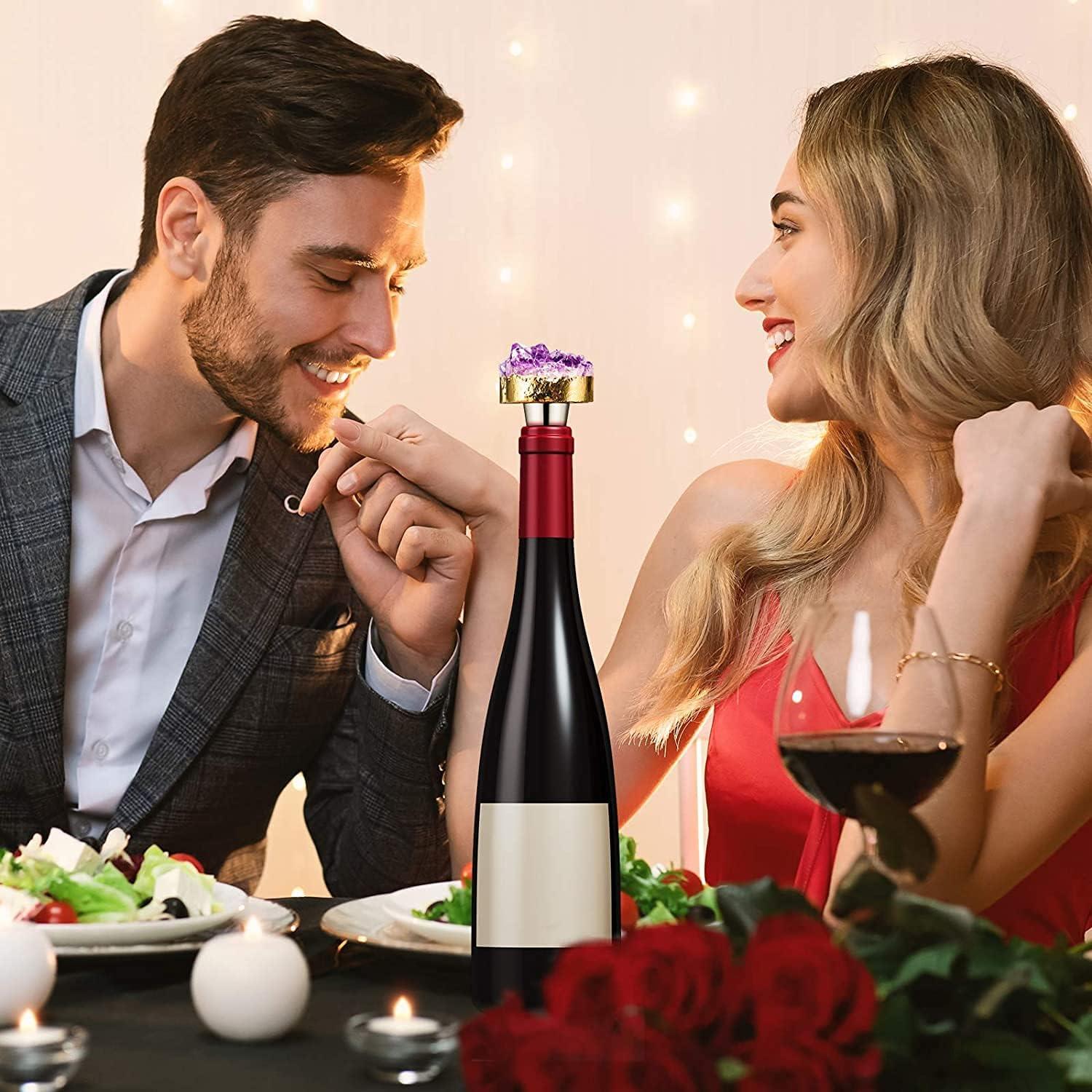 Tapón de Vino de Cristal Natural Yougoals Geoda Amatista