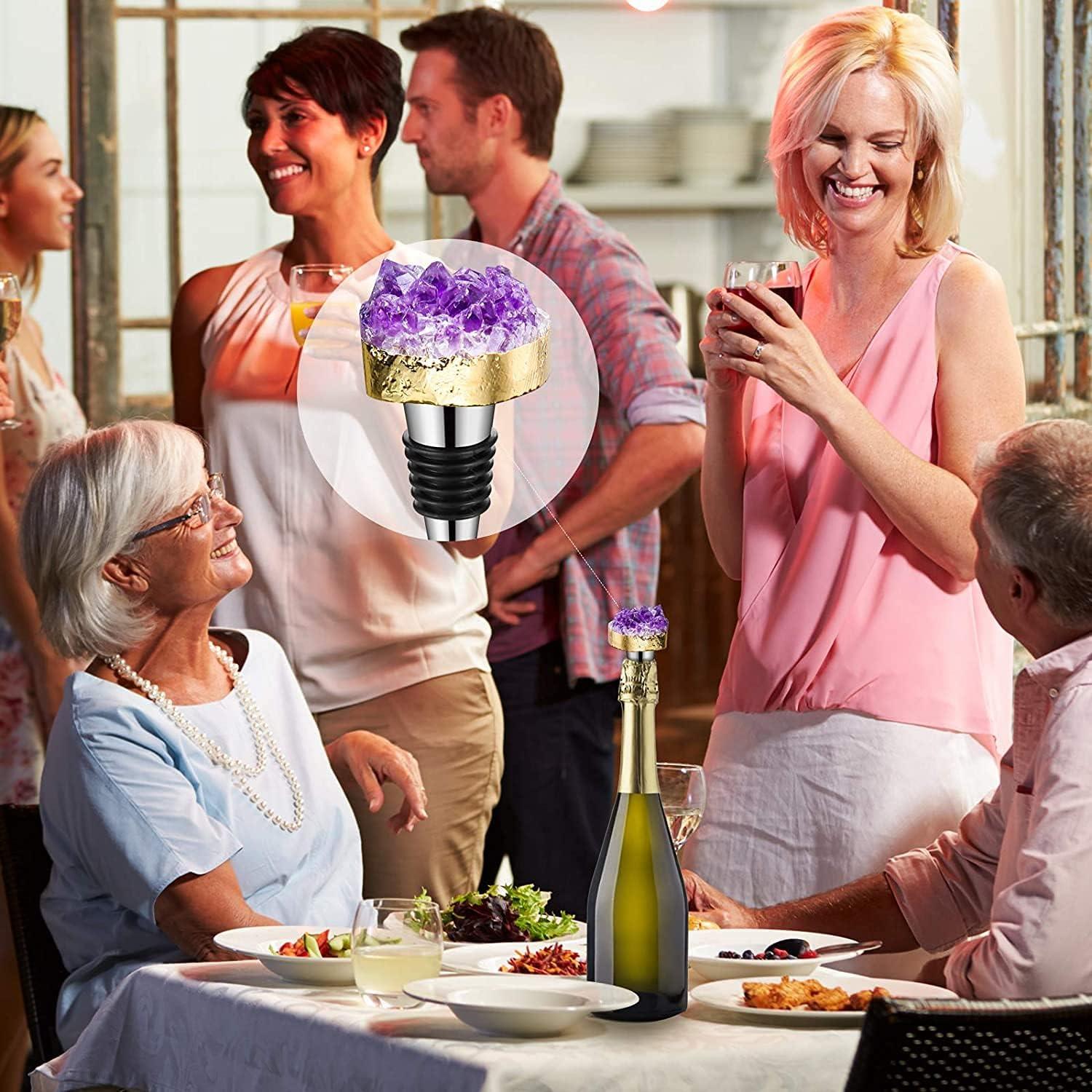 Tapón de Vino de Cristal Natural Yougoals Geoda Amatista