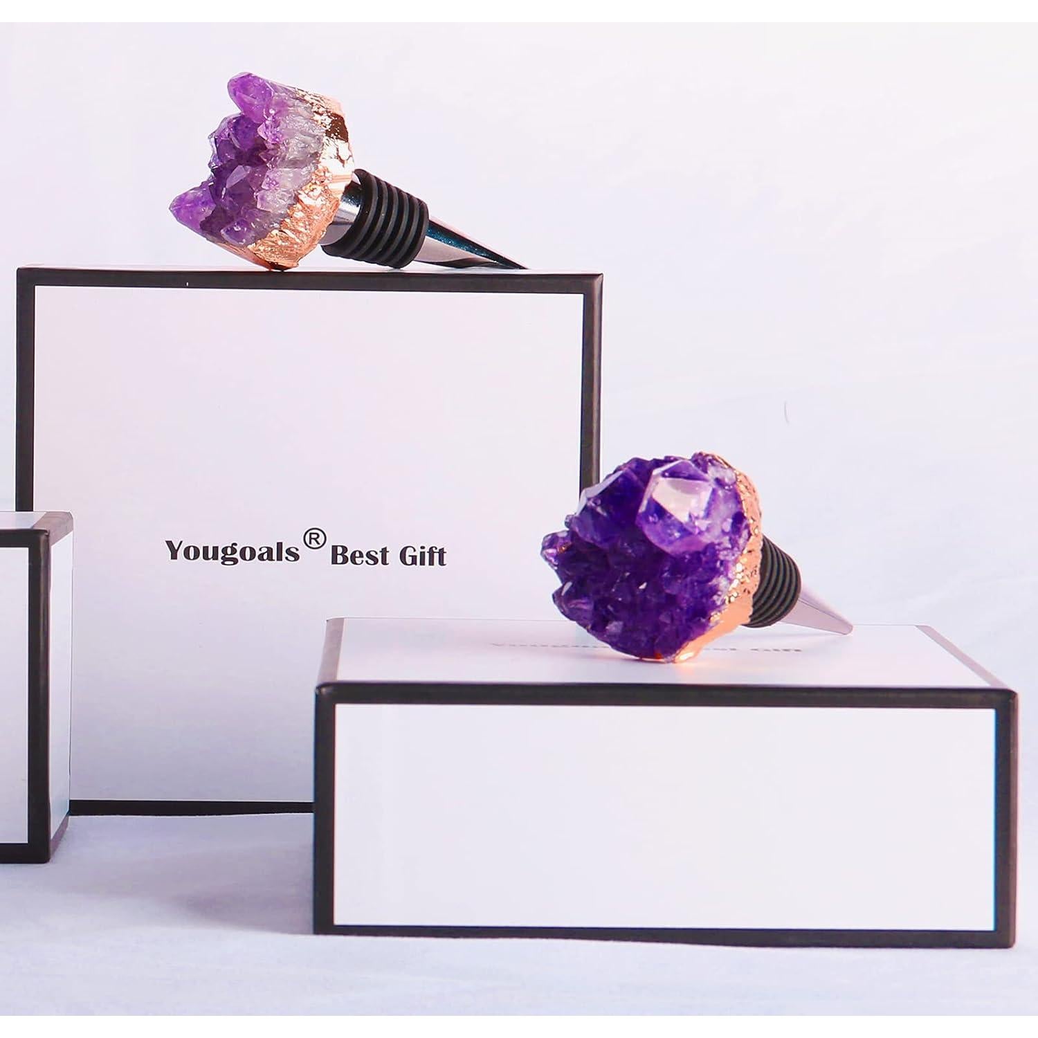 Tapón de Vino de Cristal Natural Yougoals Geoda Amatista