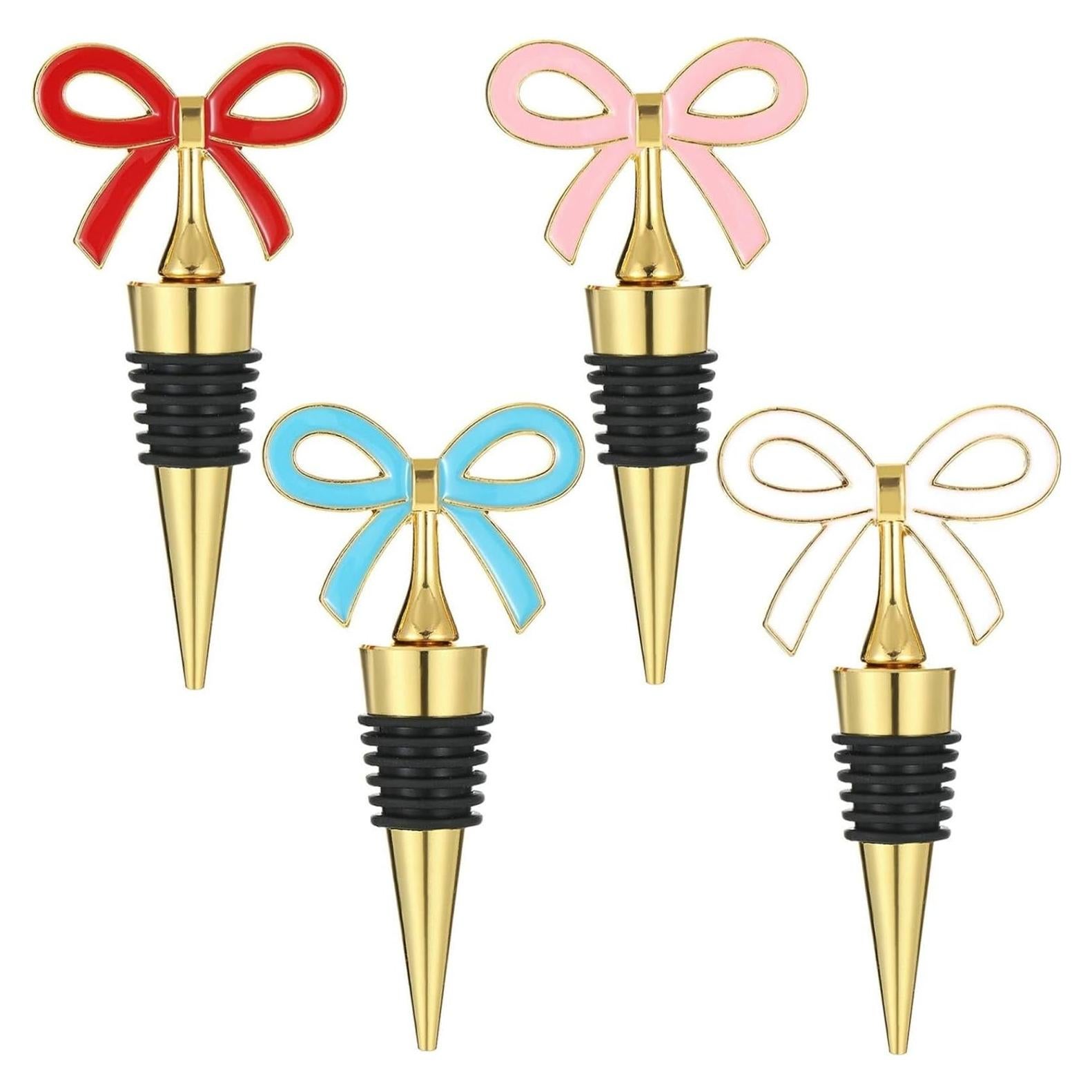 Juego de 4 tapones de vino reutilizables JXKLIREN dorados