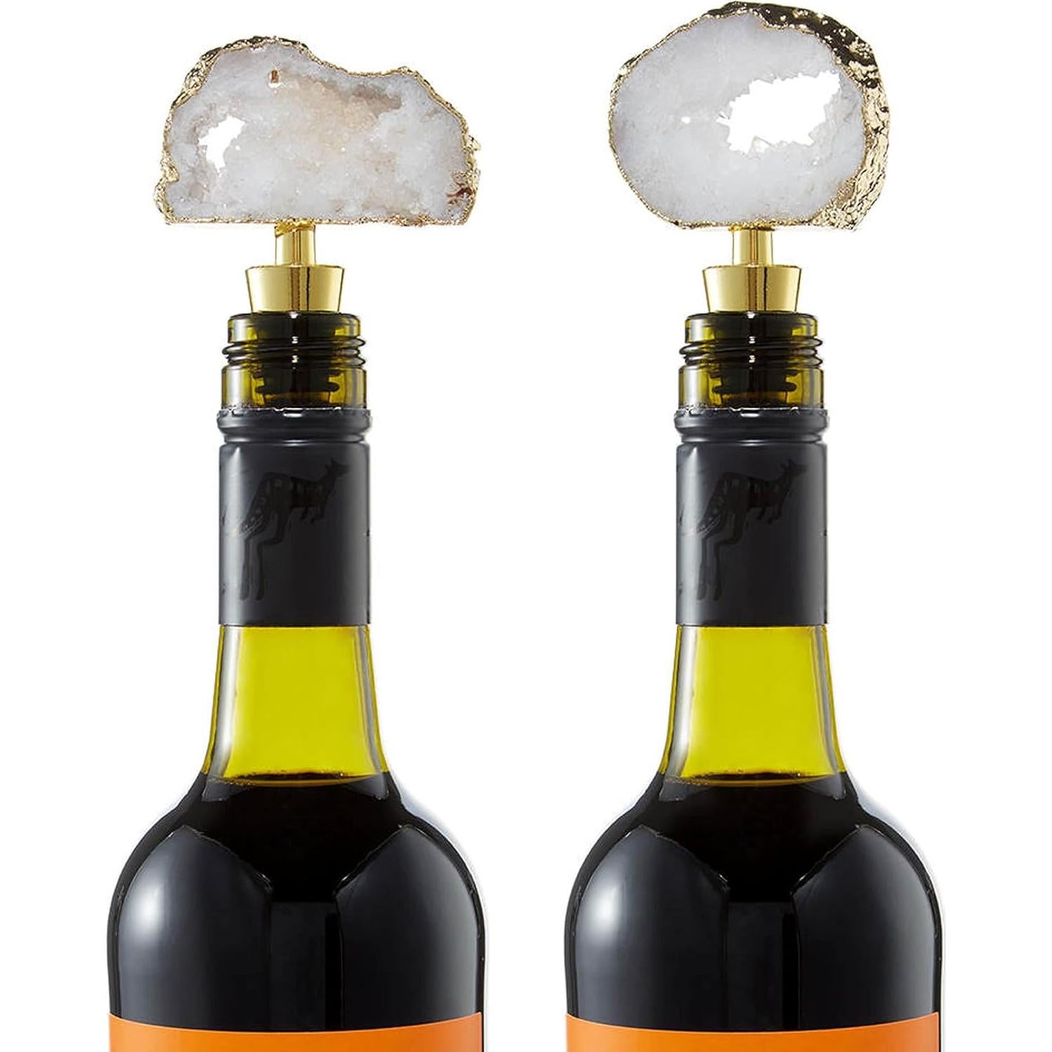 Set de 2 Tapones de Vino Sip & Shimmer con Geoda Dorada