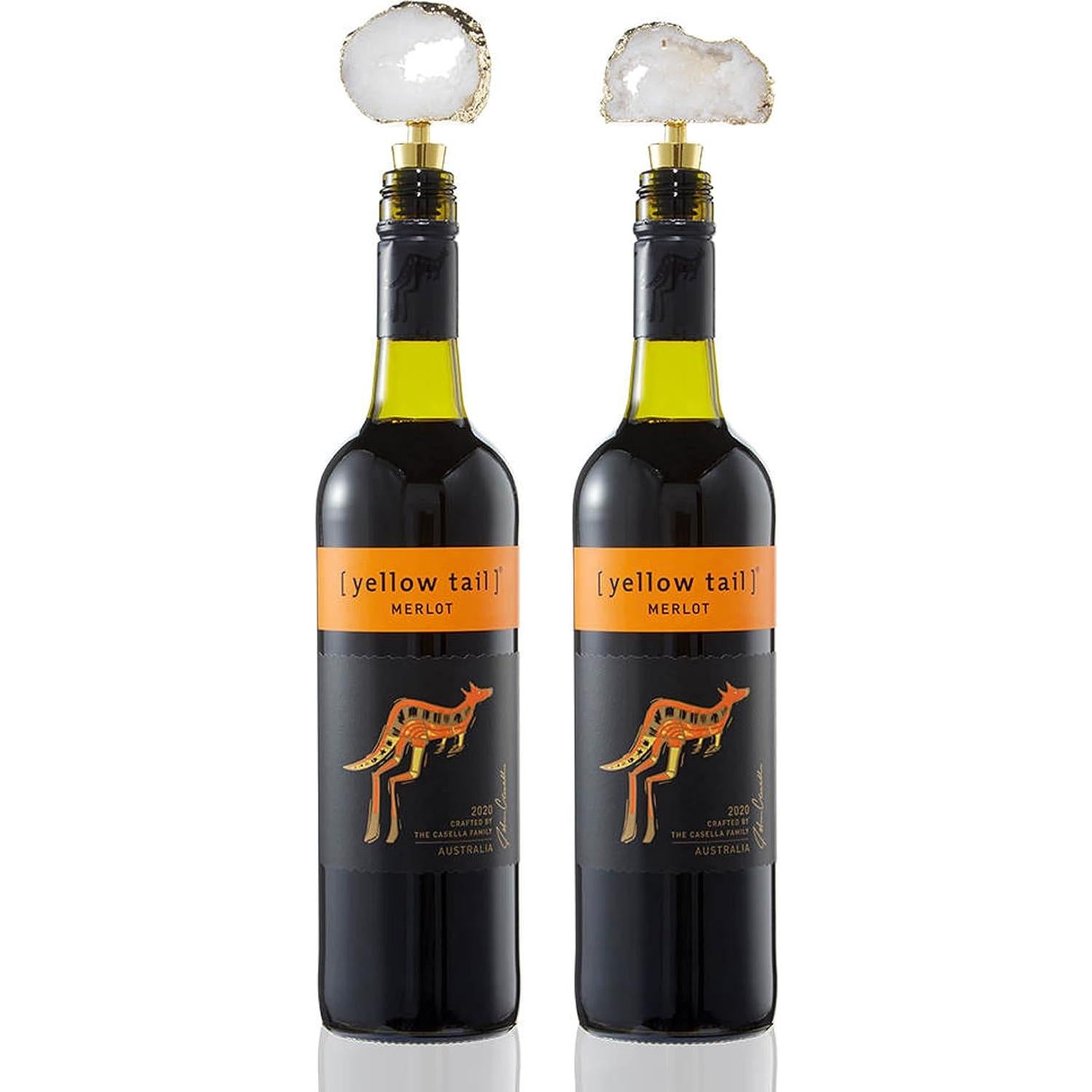 Set de 2 Tapones de Vino Sip & Shimmer con Geoda Dorada