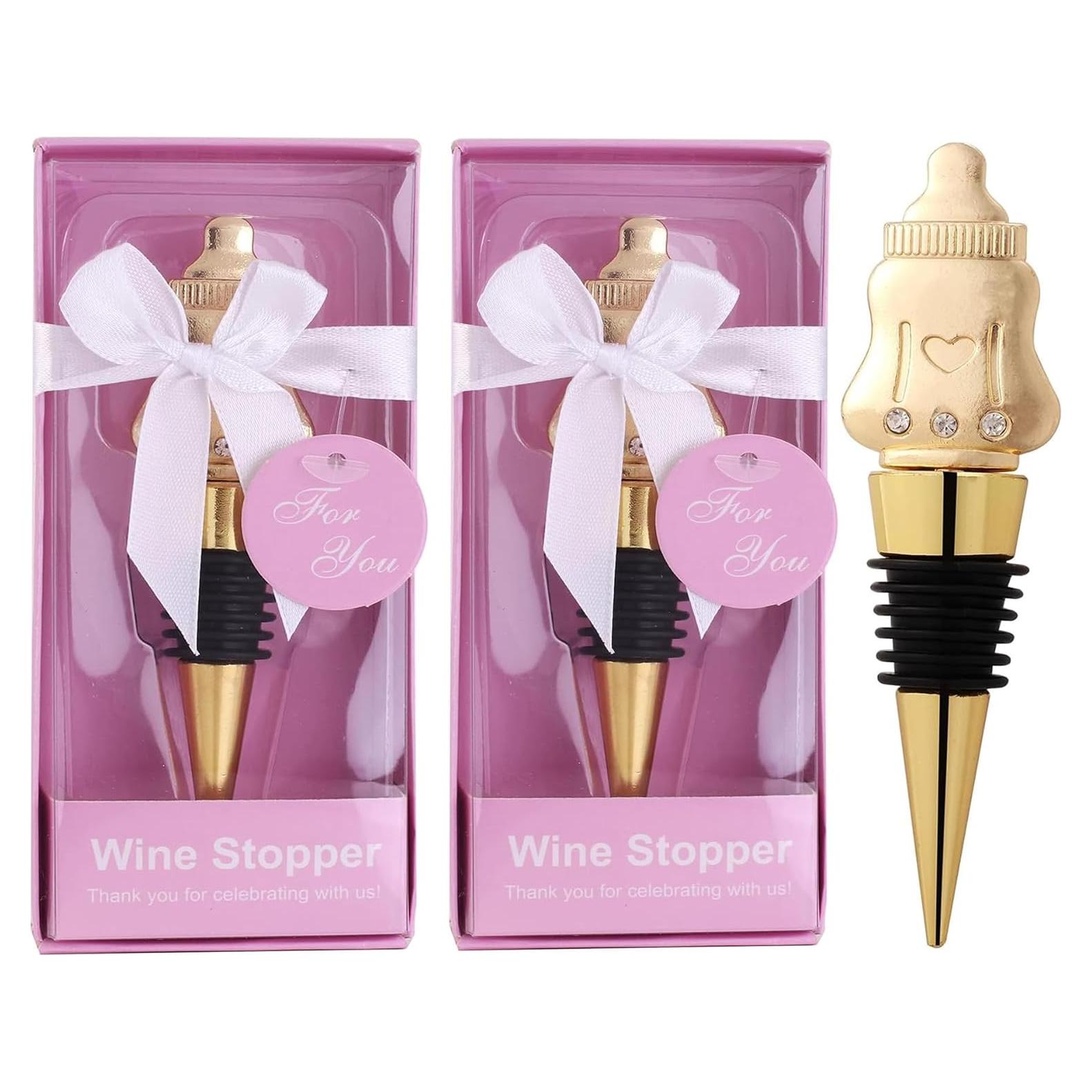 2 Tapones de Vino Dorados ONEPTY - Regalos Baby Shower