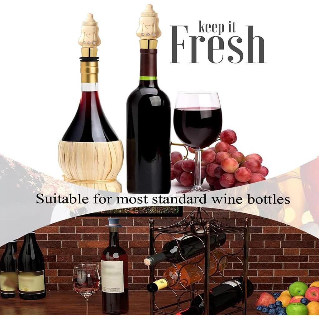 2 Tapones de Vino Dorados ONEPTY - Regalos Baby Shower