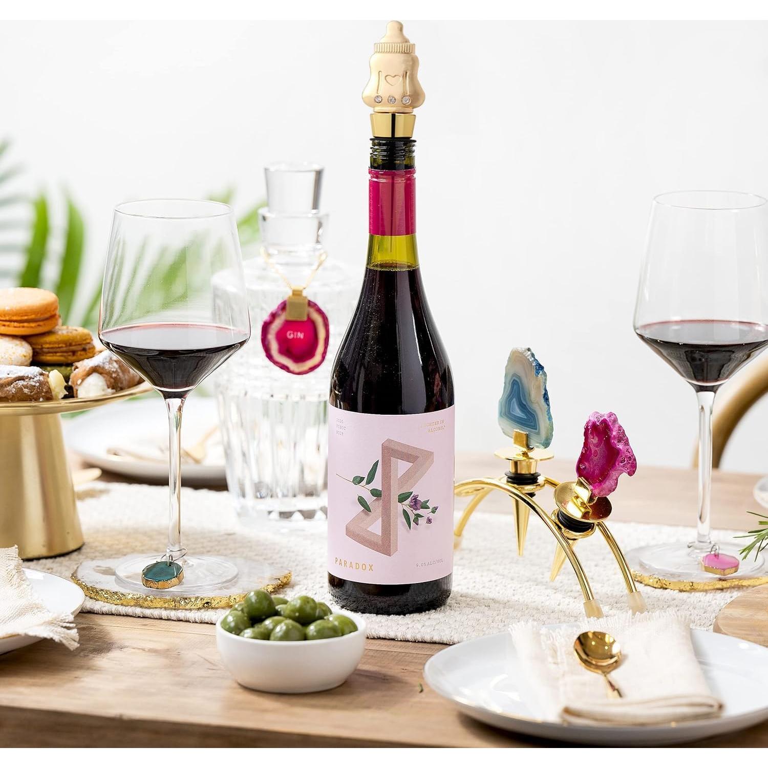 2 Tapones de Vino Dorados ONEPTY - Regalos Baby Shower