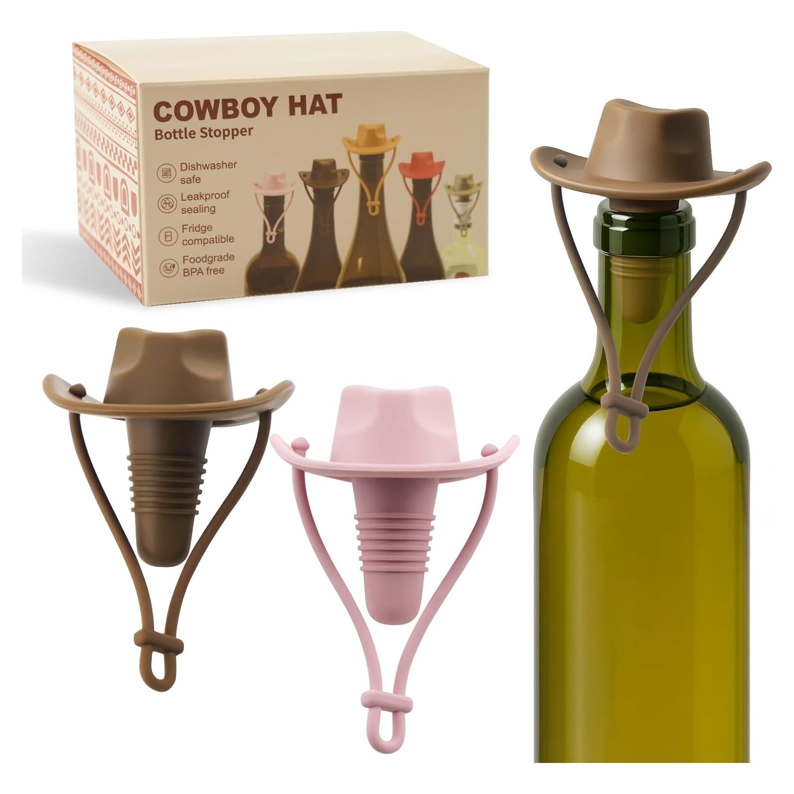 Set de 2 Tapones de Vino Silicona Sombrero Vaquero HGEKLIZV