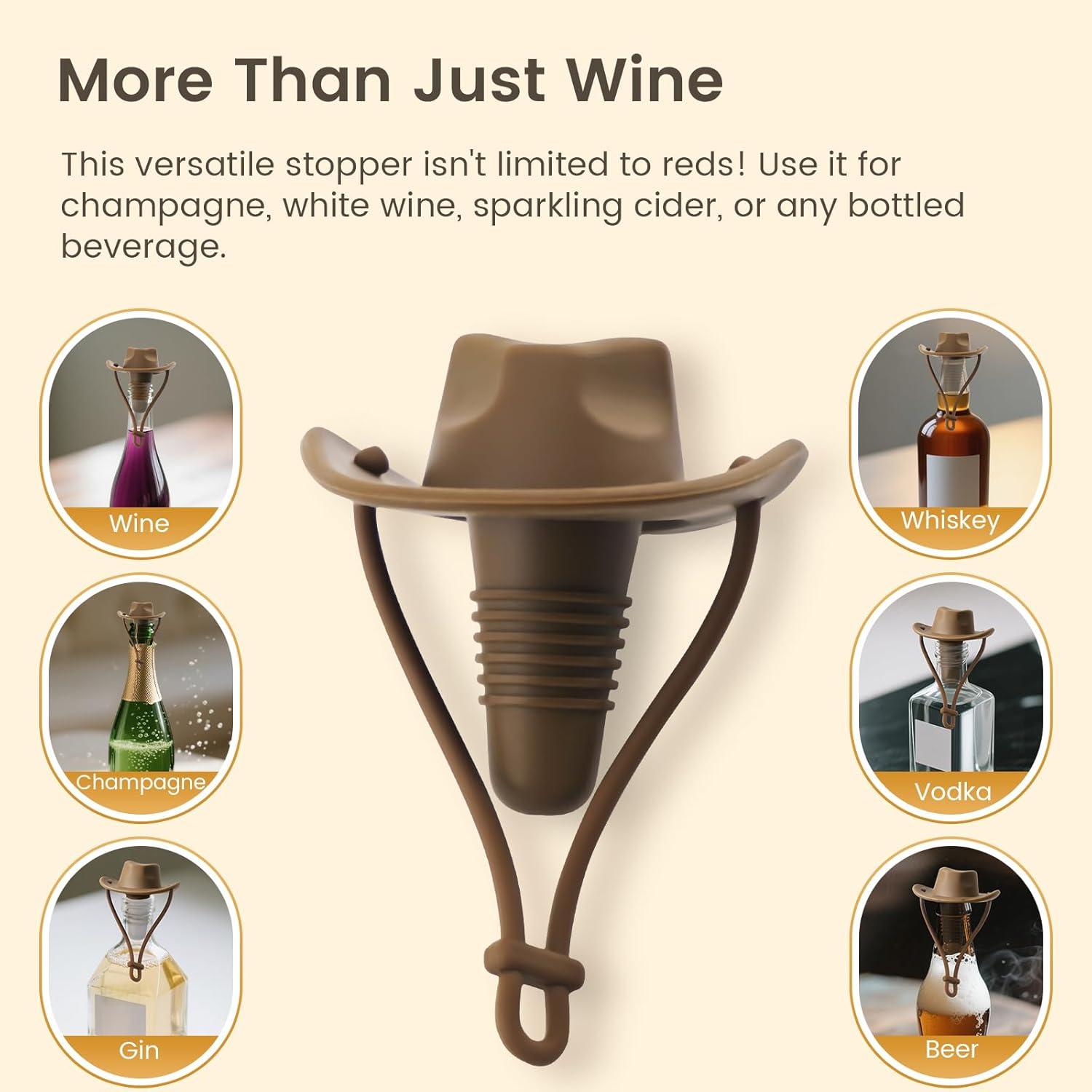 Set de 2 Tapones de Vino Silicona Sombrero Vaquero HGEKLIZV