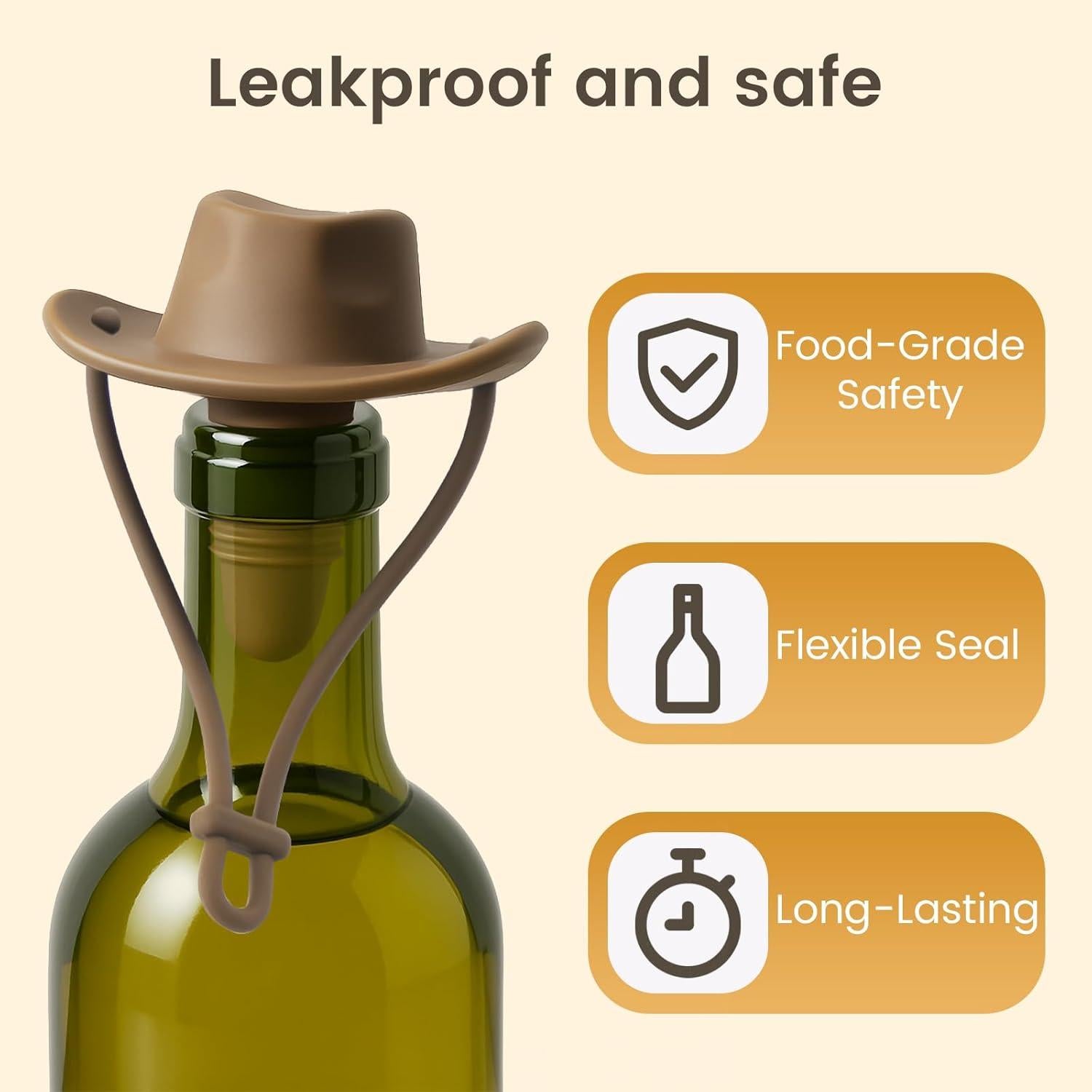 Set de 2 Tapones de Vino Silicona Sombrero Vaquero HGEKLIZV