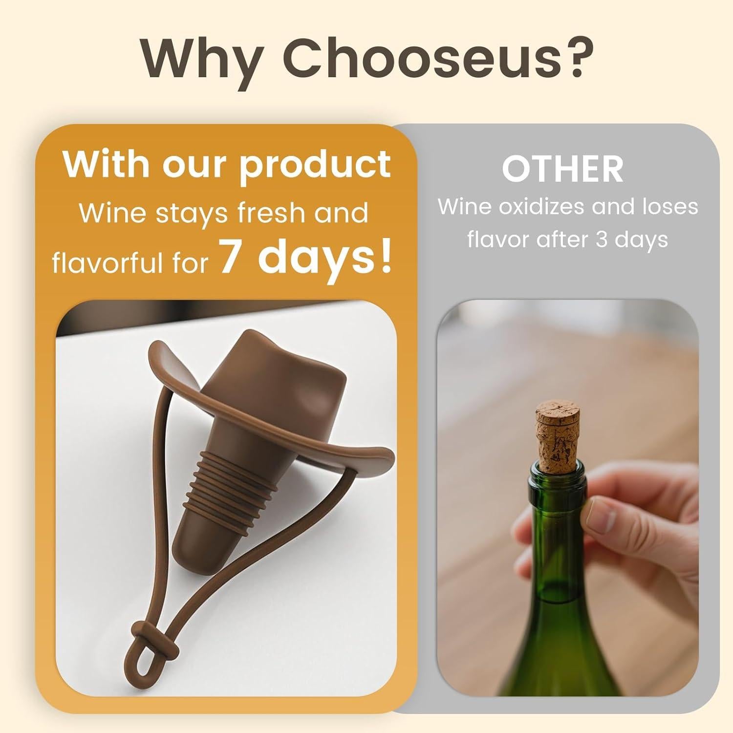 Set de 2 Tapones de Vino Silicona Sombrero Vaquero HGEKLIZV