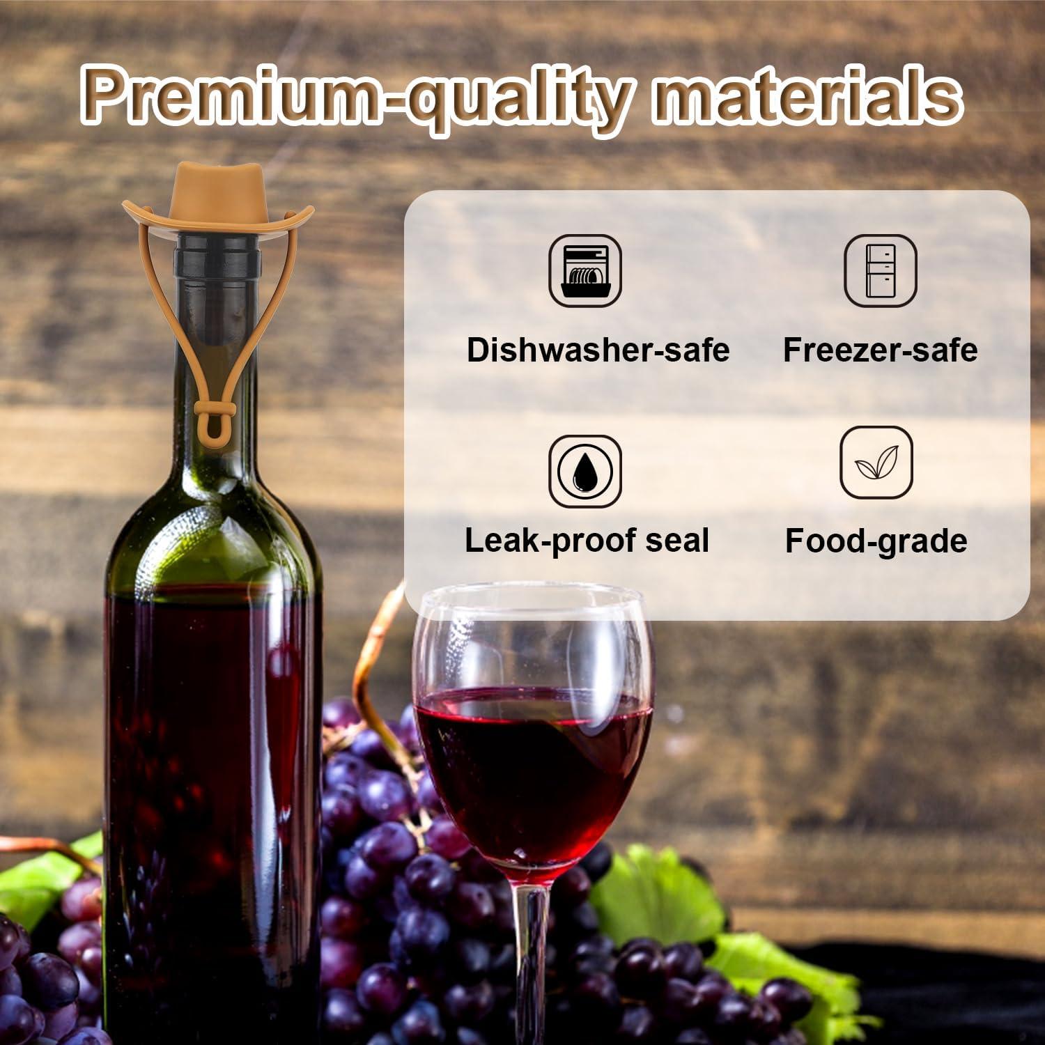 Tapón de Botella de Vino Sombrero Vaquero Silicona Marrón