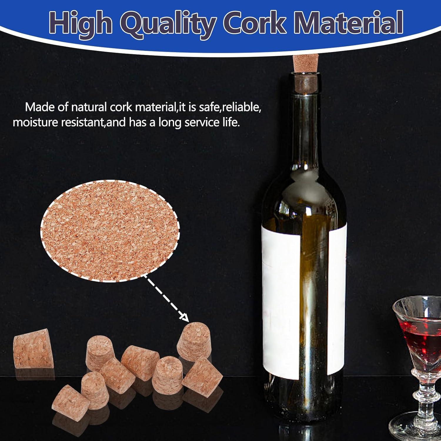 Paquete de 100 Tapones de Corcho Klfte Cónicos para Botellas