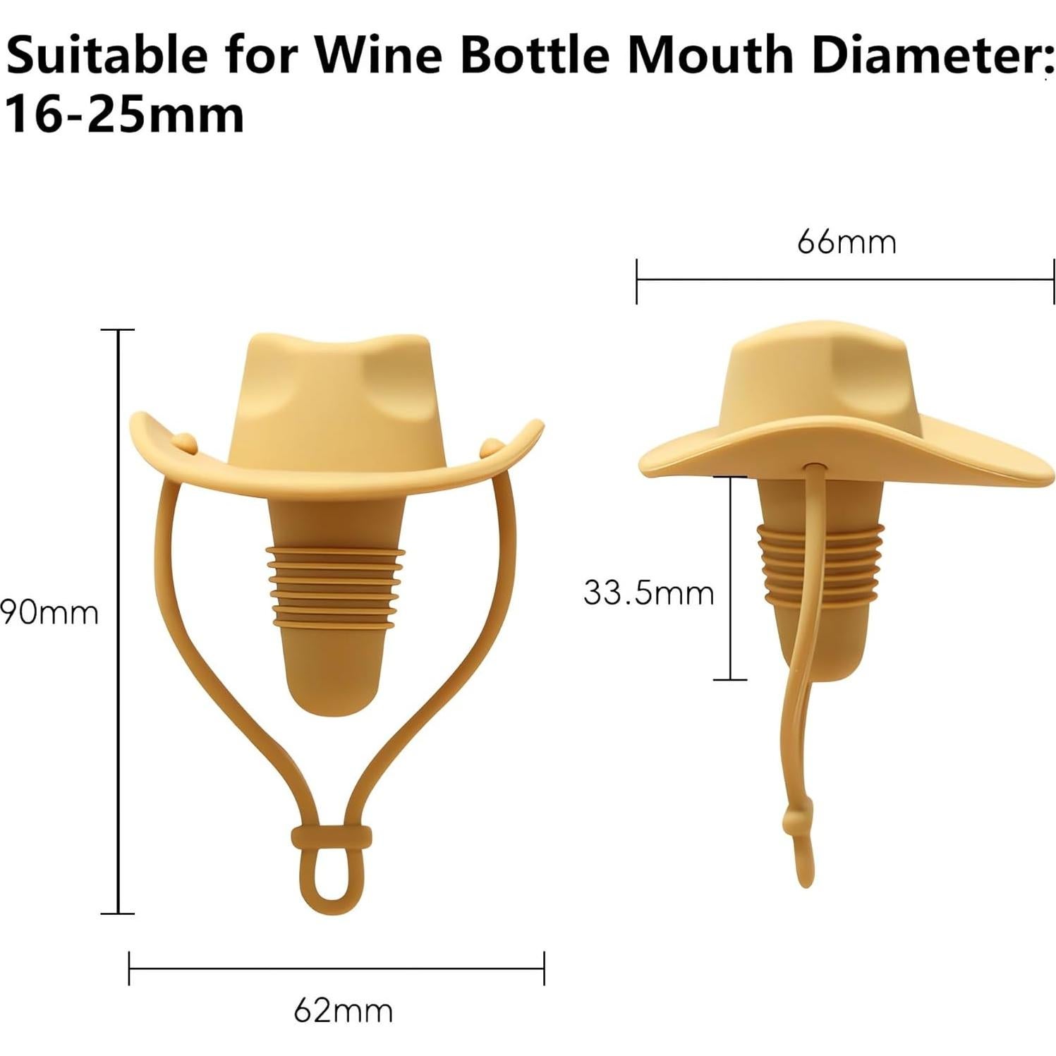 Juego de 4 Tapones de Vino Silicona ZenithCraft - Sombrero Vaquero