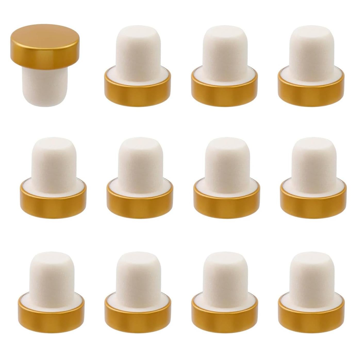 12 Tapones para Botellas de Vino Savagrow Oro Reutilizables