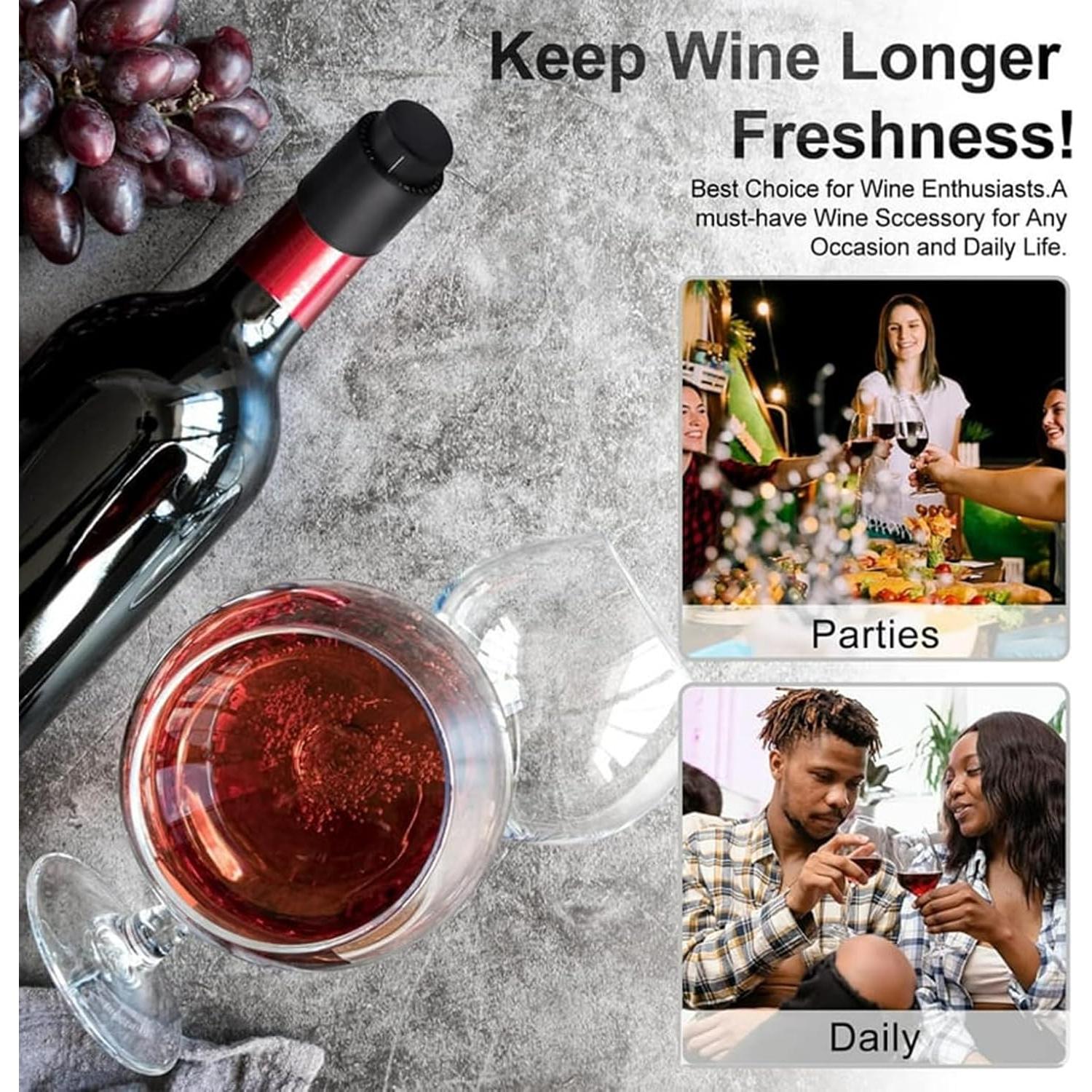 Tapones de Vino Reutilizables LOOKZOZO - 24 Piezas a Prueba de Fugas