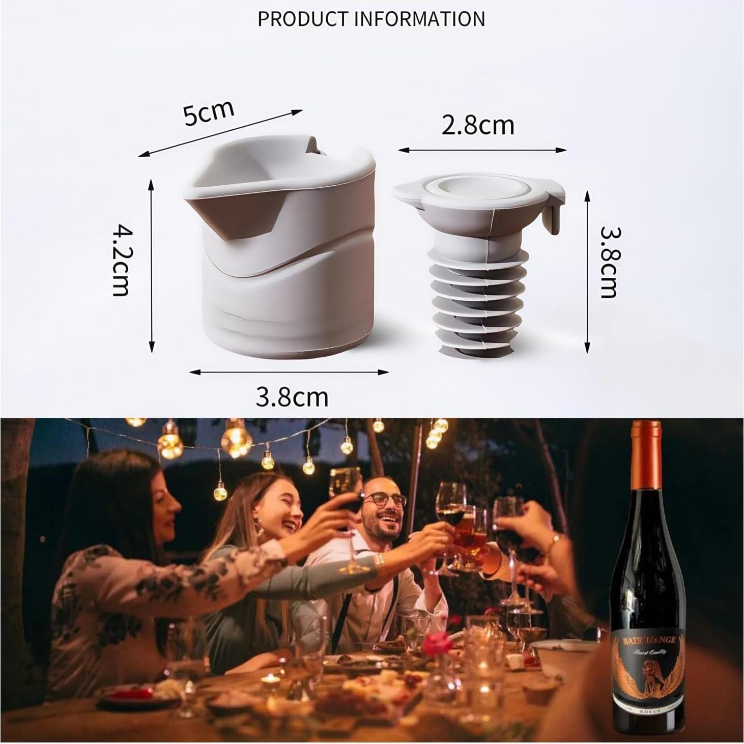 Tapón de Vino de Silicona Sulimy 3 en 1 Rojo Naranja Gris