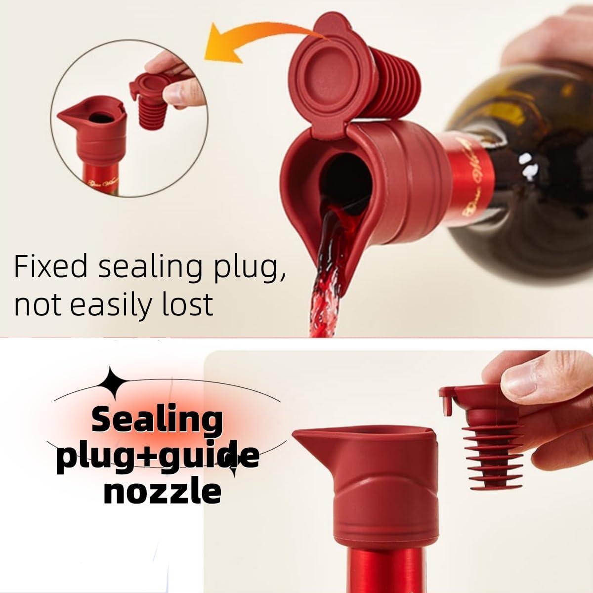 Tapón de Vino de Silicona Sulimy 3 en 1 Rojo Naranja Gris