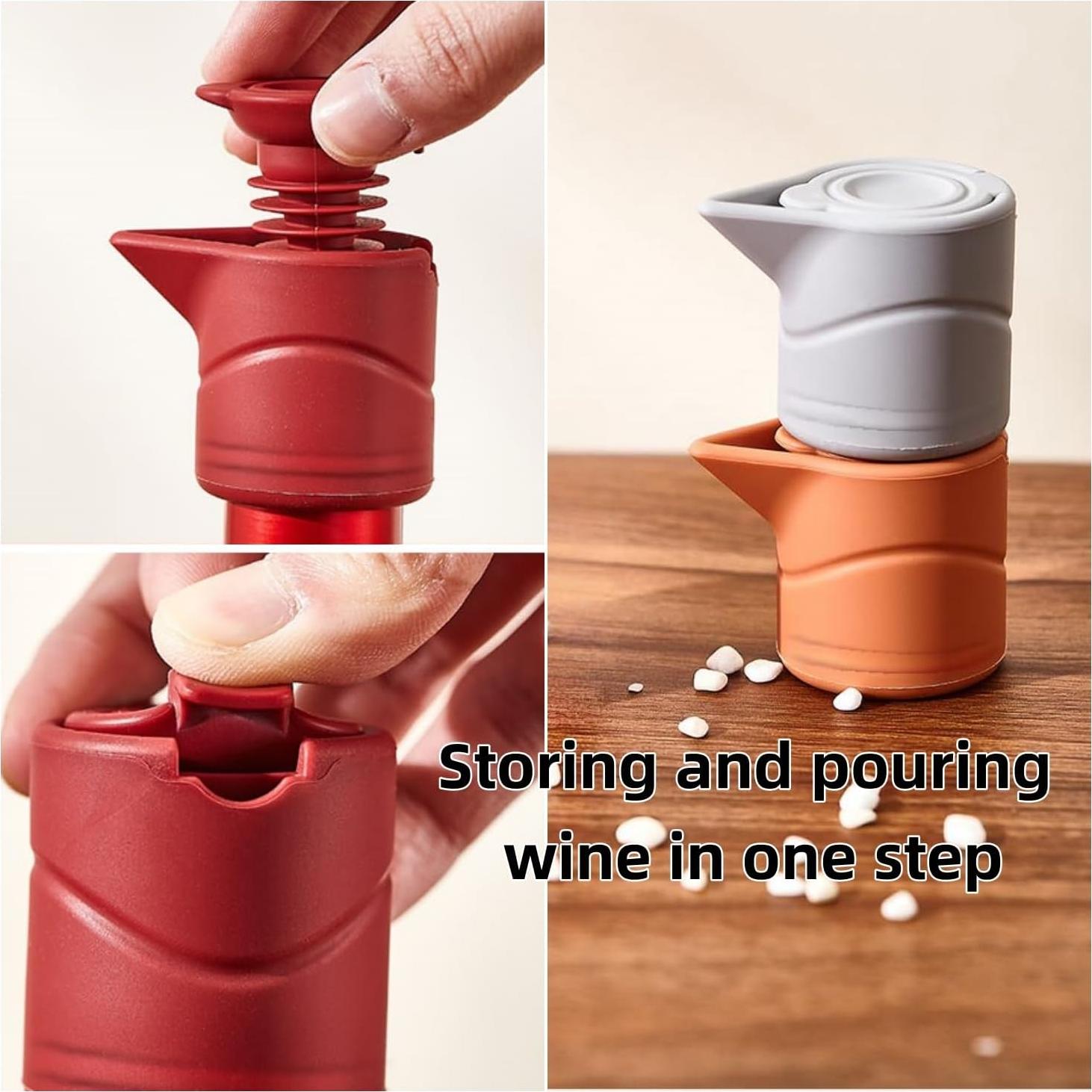 Tapón de Vino de Silicona Sulimy 3 en 1 Rojo Naranja Gris