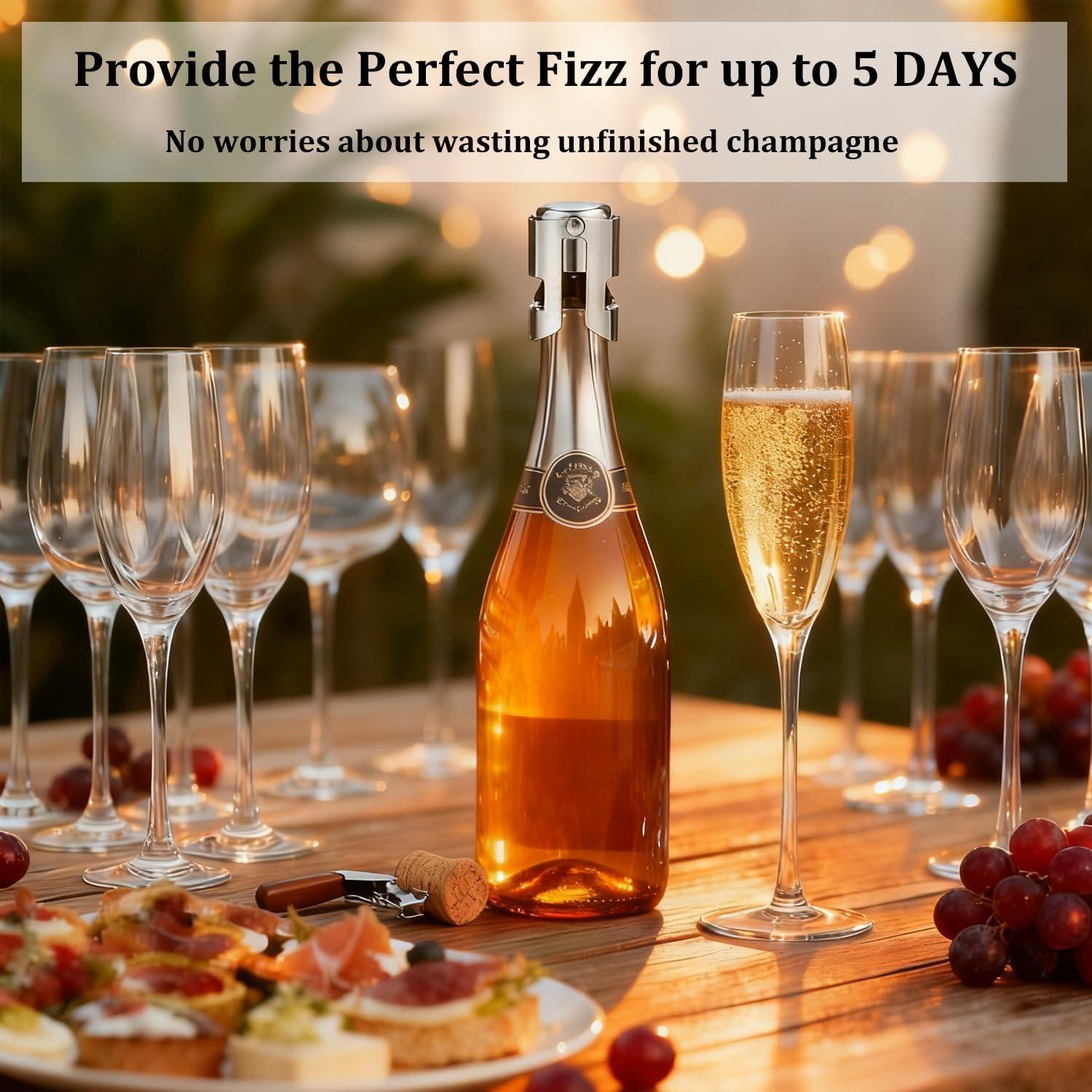 Tapones de Champagne Pafusen 2 Pack Acero Inoxidable Silicona