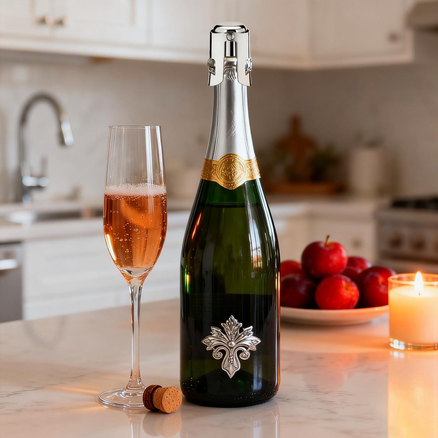 Tapones de Champagne Pafusen 2 Pack Acero Inoxidable Silicona