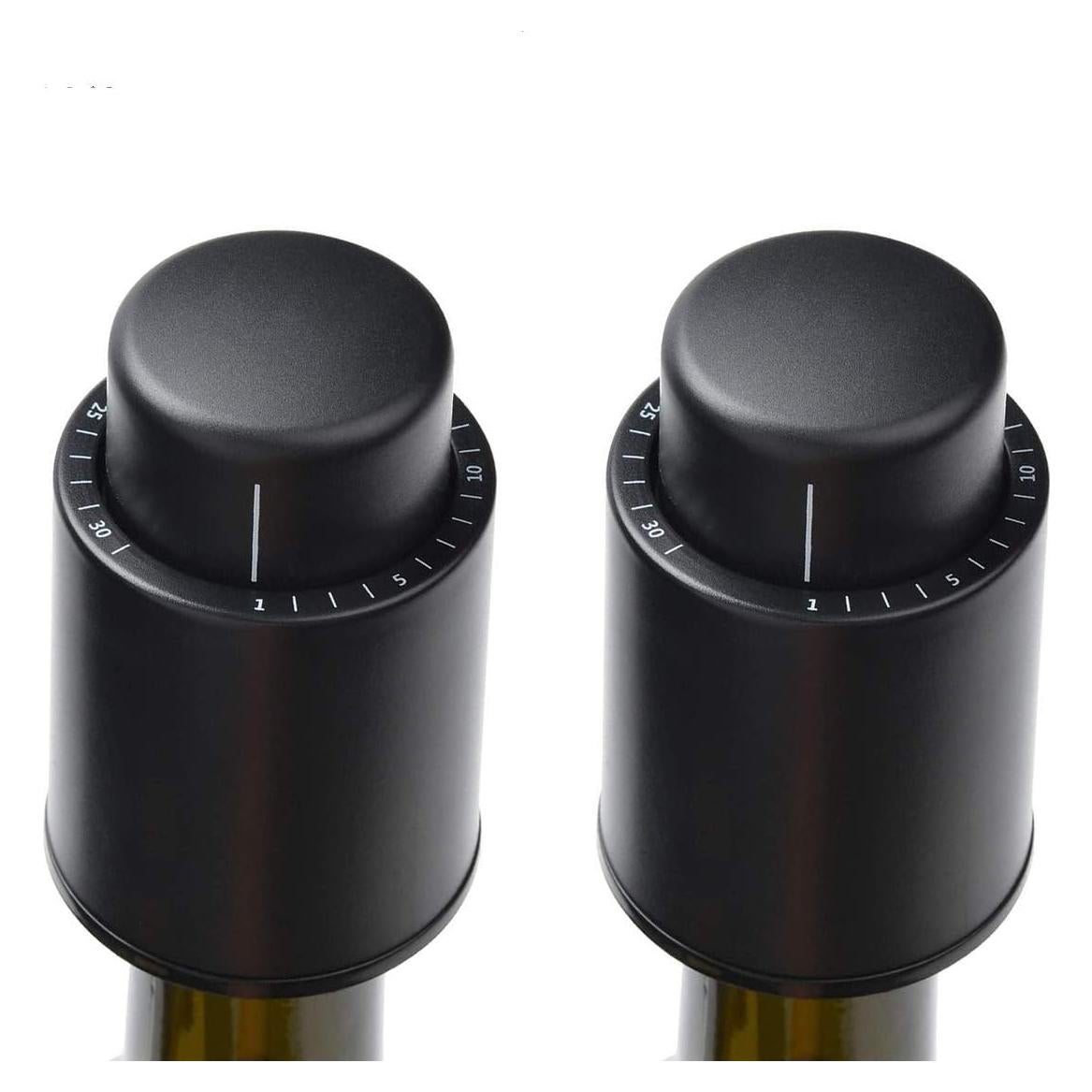 Paquete de 2 Tapones de Vino al Vacío Z-oneMart - Conservador Negro