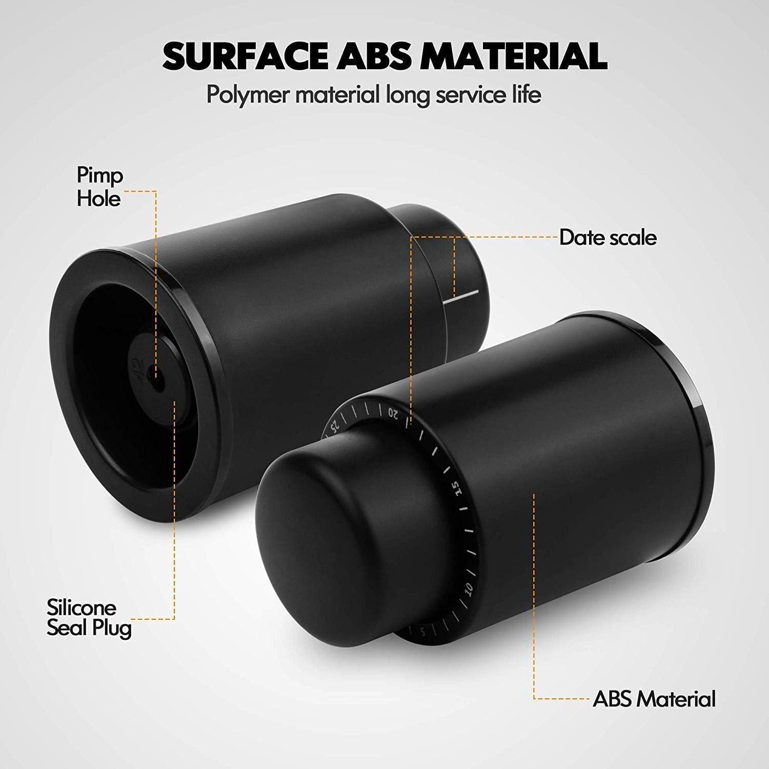 Paquete de 2 Tapones de Vino al Vacío Z-oneMart - Conservador Negro