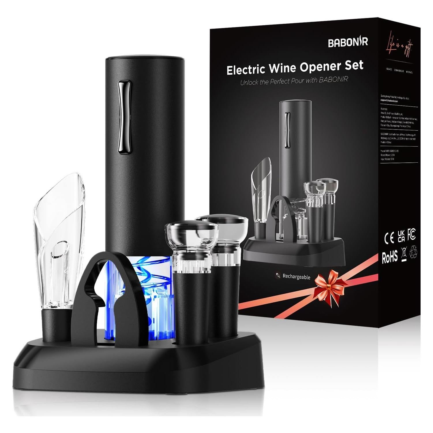 Juego de Abridor de Vino Eléctrico Recargable BABONIR 7 en 1