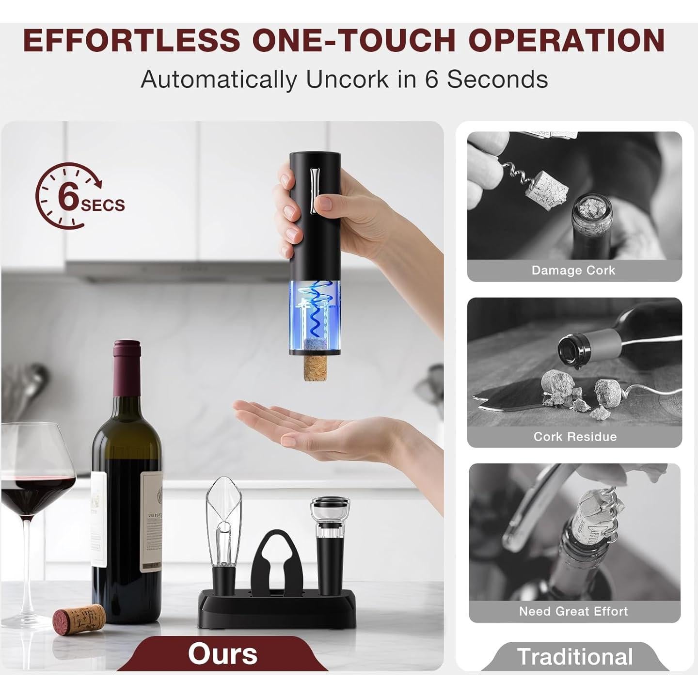 Juego de Abridor de Vino Eléctrico Recargable BABONIR 7 en 1