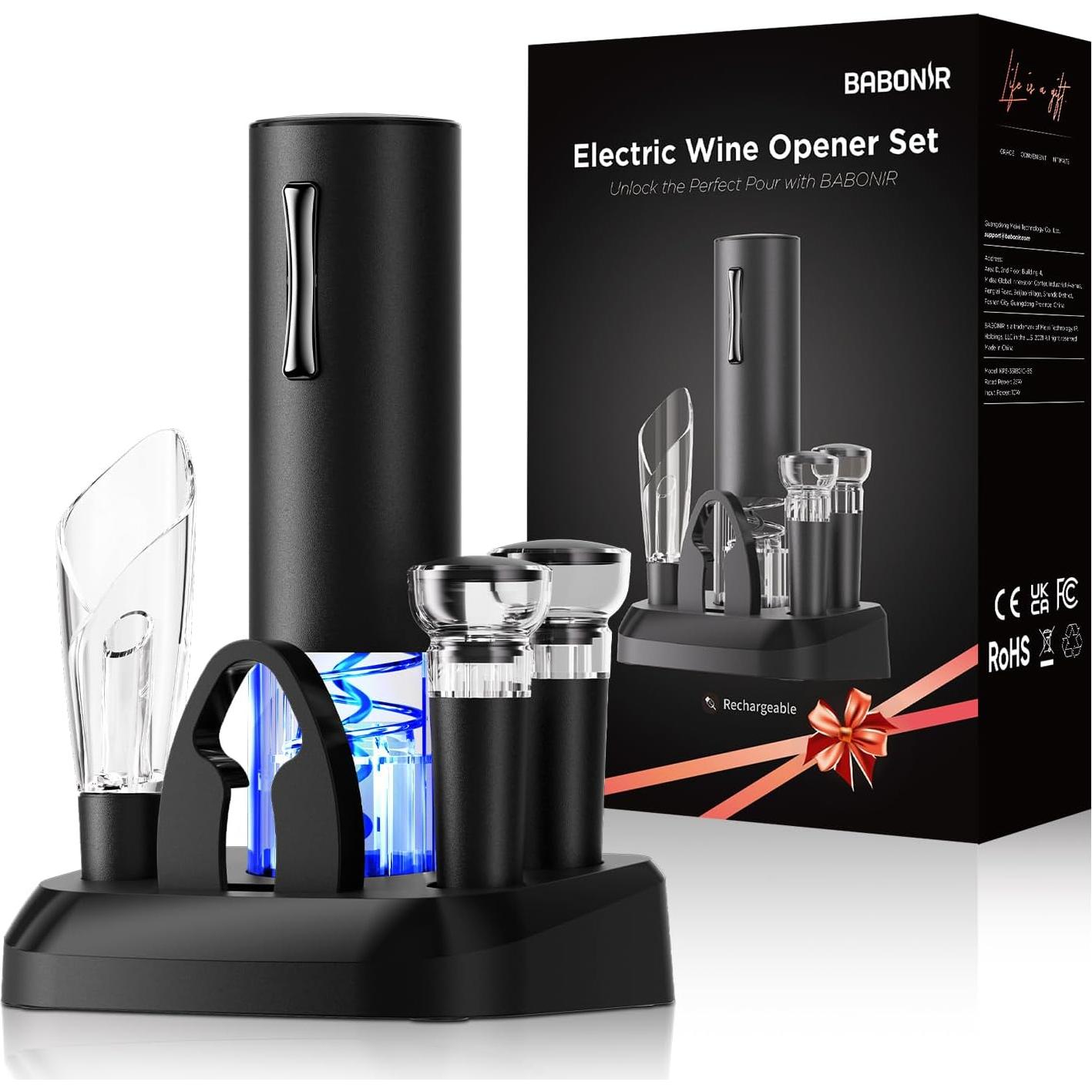 Juego de Abridor de Vino Eléctrico Recargable BABONIR 7 en 1